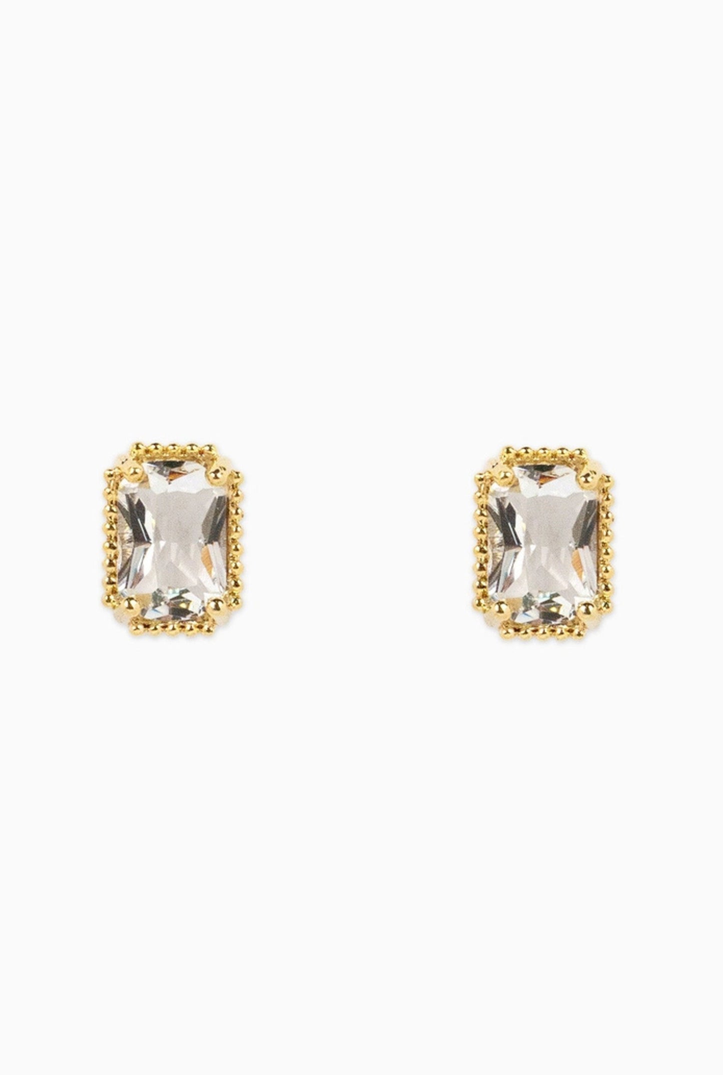 Classic Vintage Style Baguette Cz Post Earrings