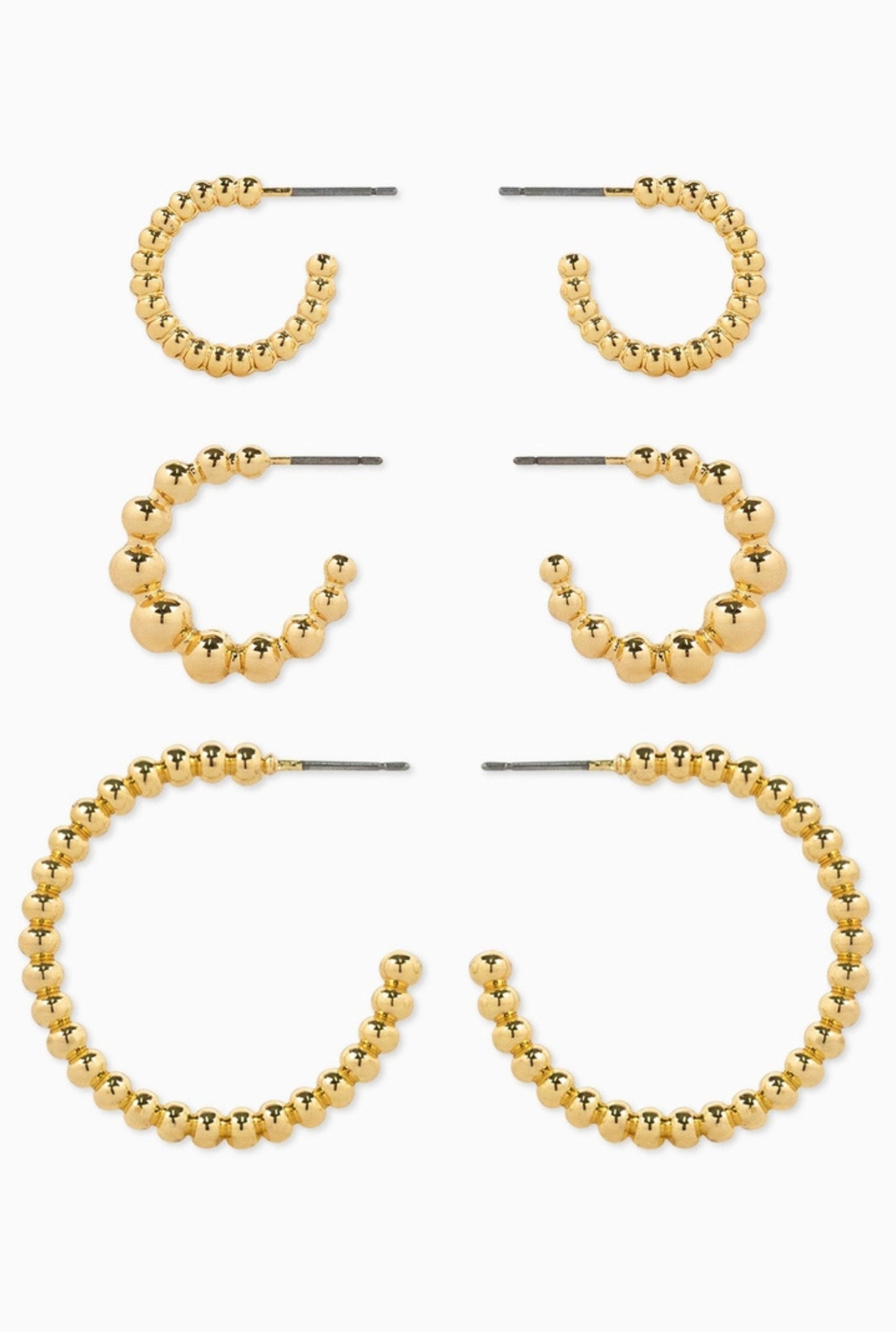 Essential Ball Textured Hoop Earring Set of 3