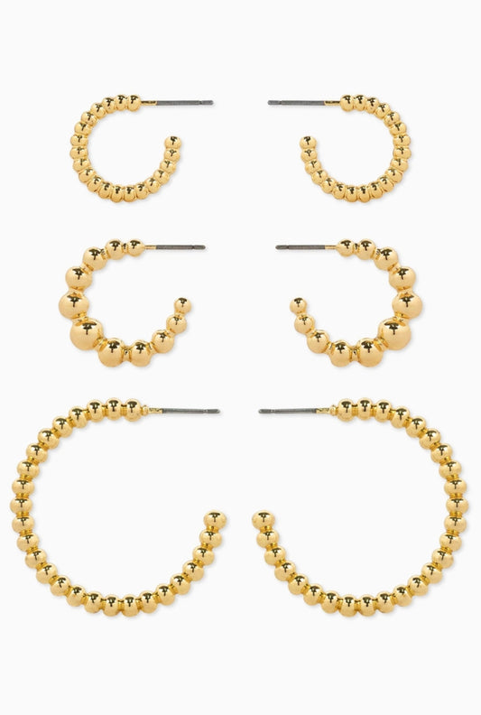 Essential Ball Textured Hoop Earring Set of 3