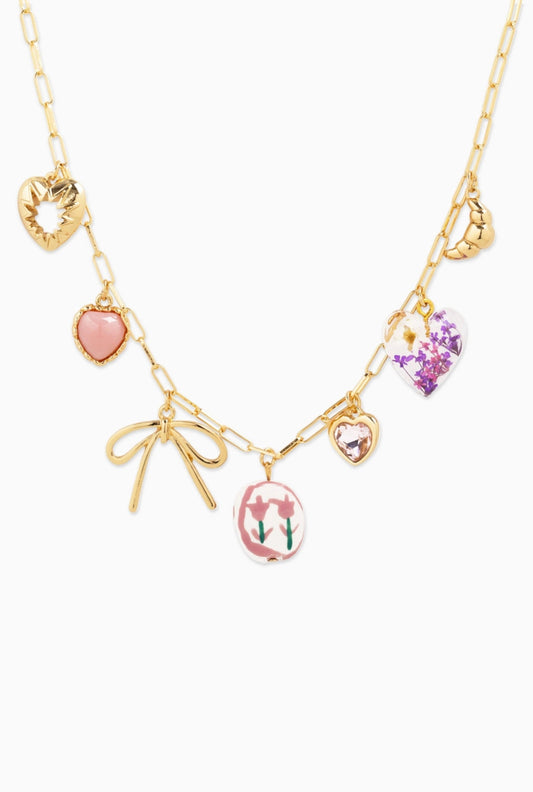 Pink Cottage Core Charm Necklace