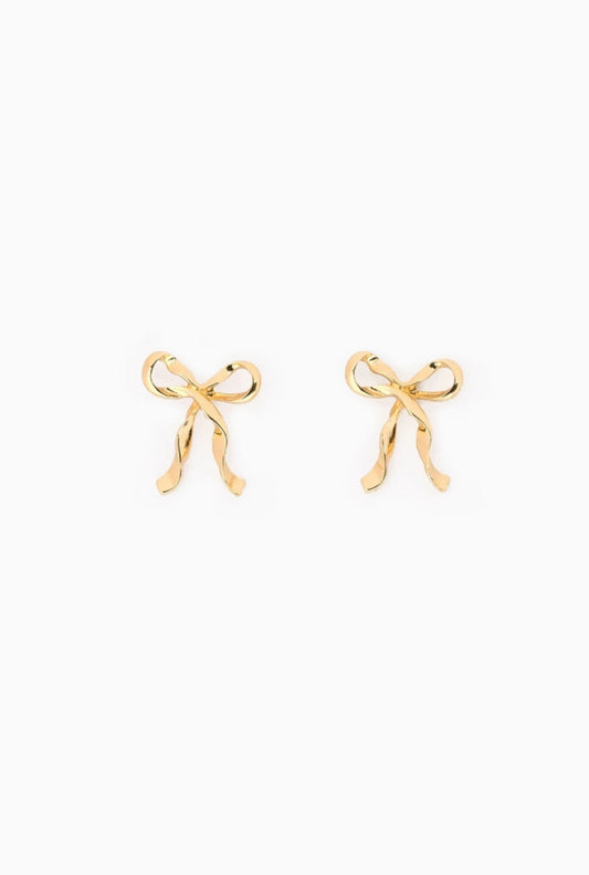 Gold Twisted Metal Bow Earrings