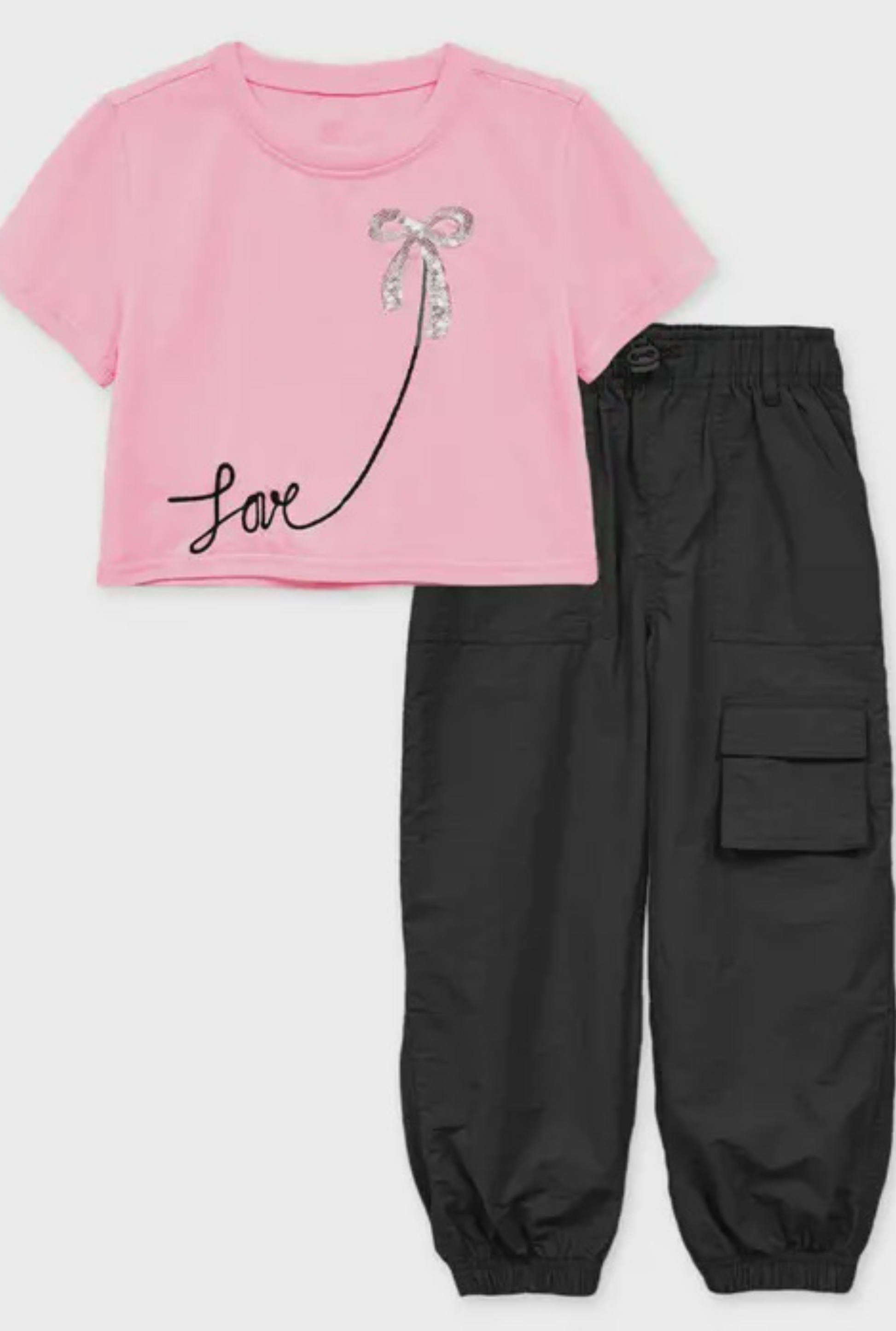 GIRL'S TWO PIECE BOW SEQUIN SET