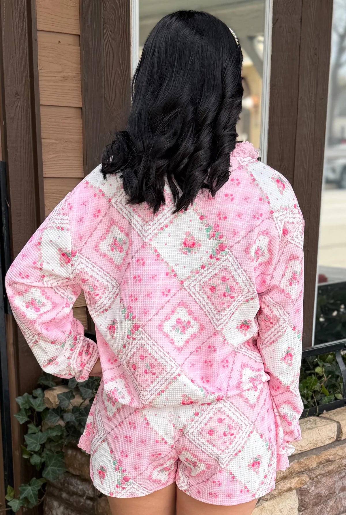 Floral Waffle Knit Pants Set