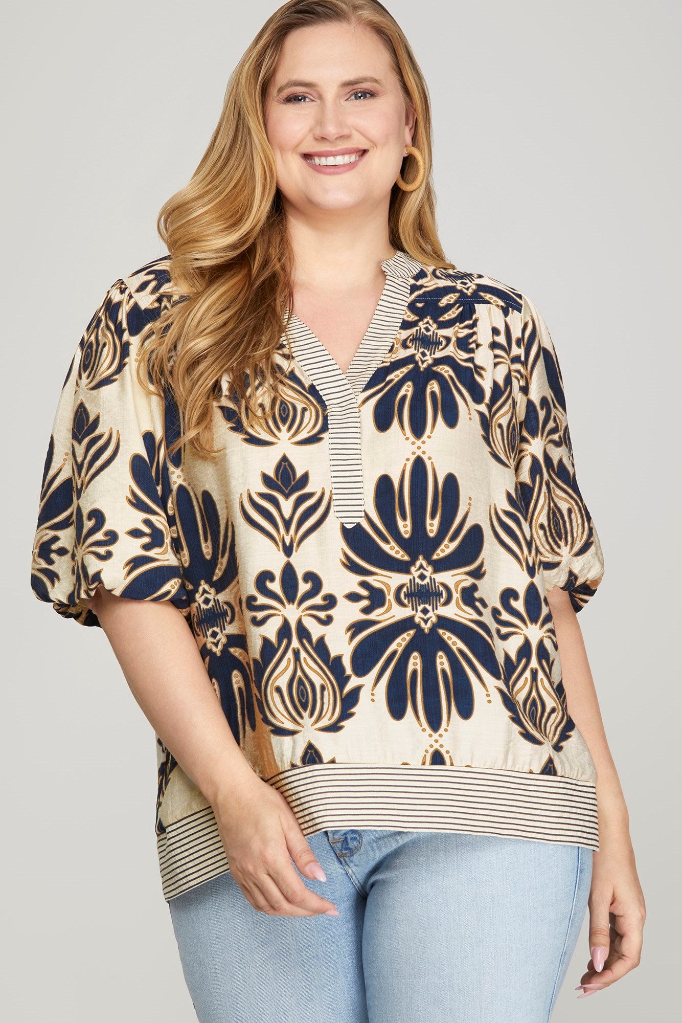 CURVY NAVY GINNY TOP