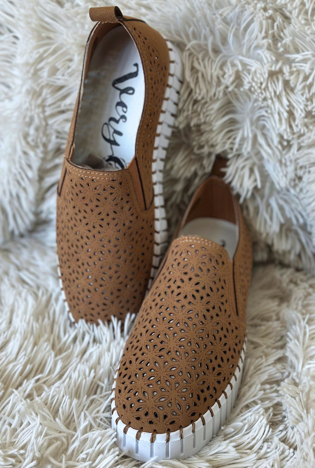 TAN NICOLE SLIP ONS