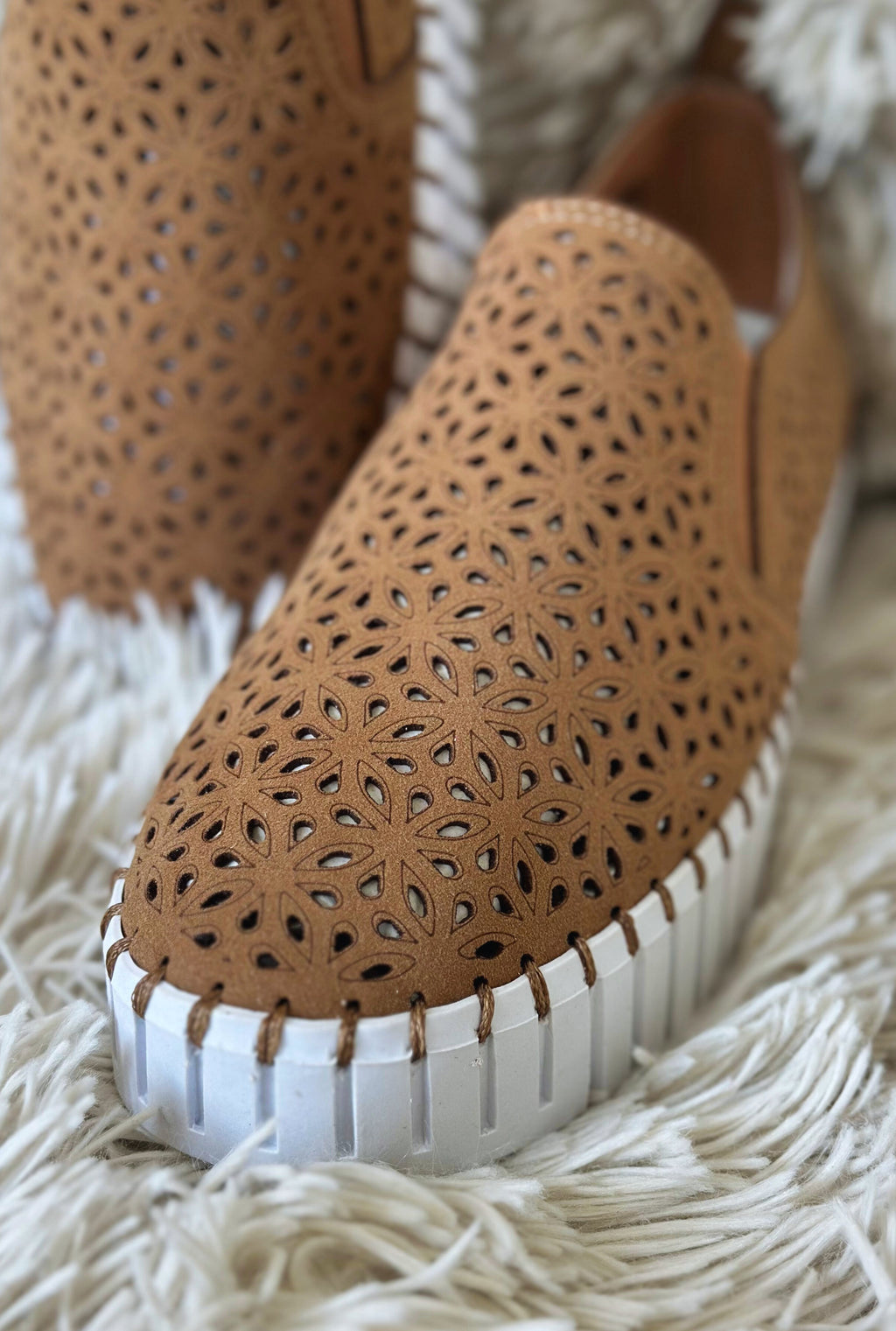 TAN NICOLE SLIP ONS