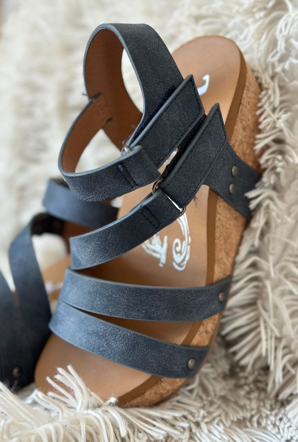 NAVY HARIETT WEDGES