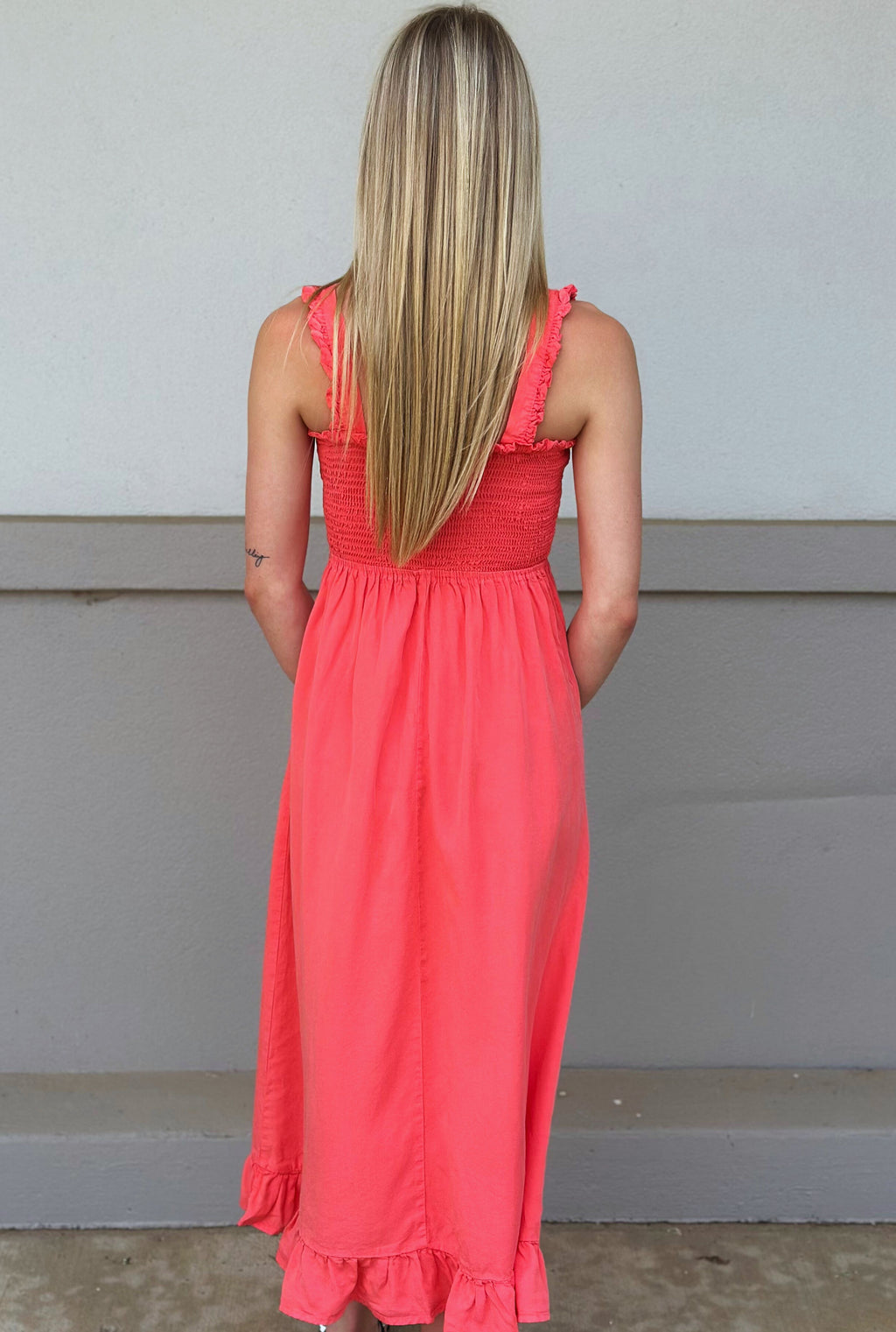 SUNSET CORAL SUMMER DAYS DRESS