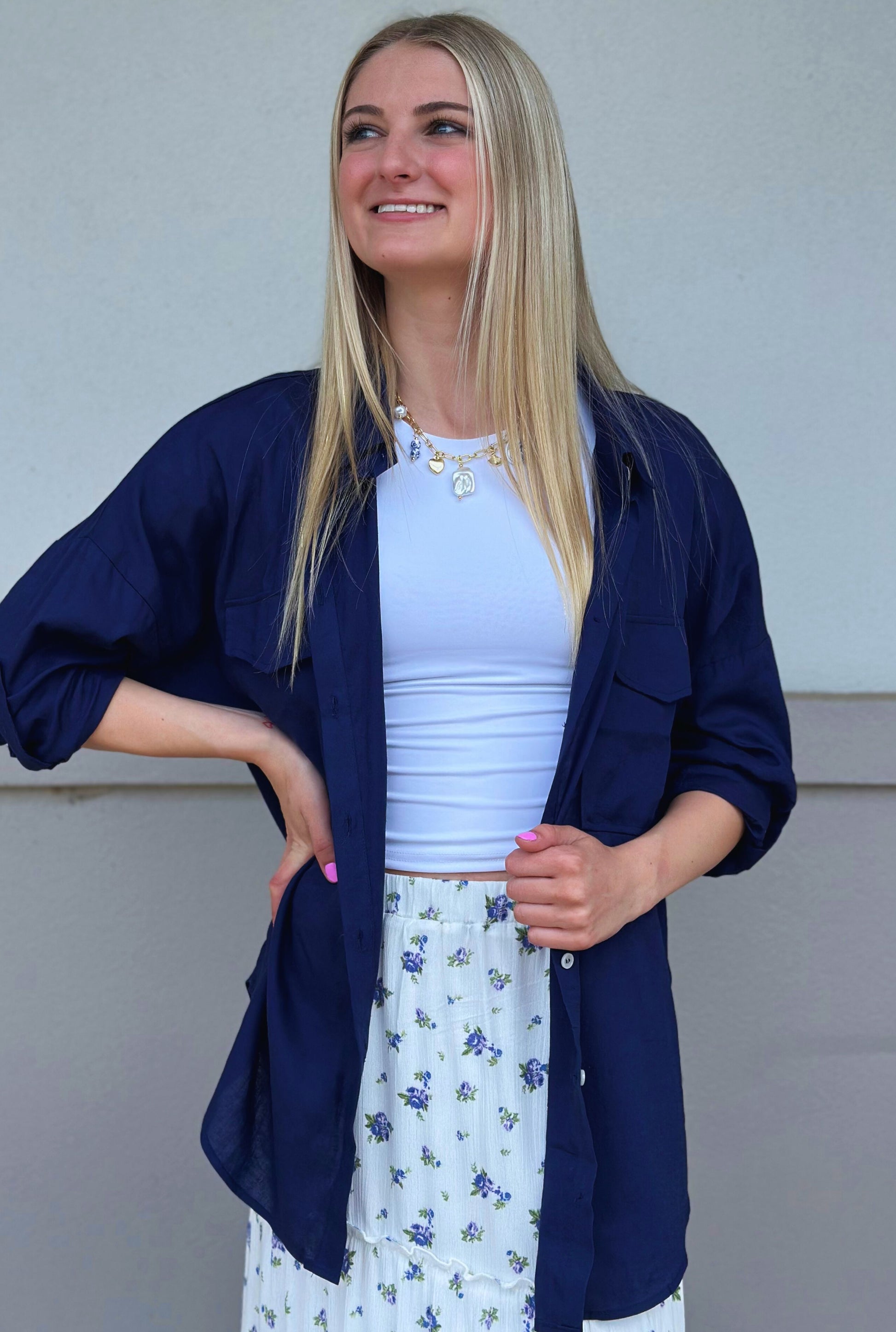 NAVY BECCA TOP