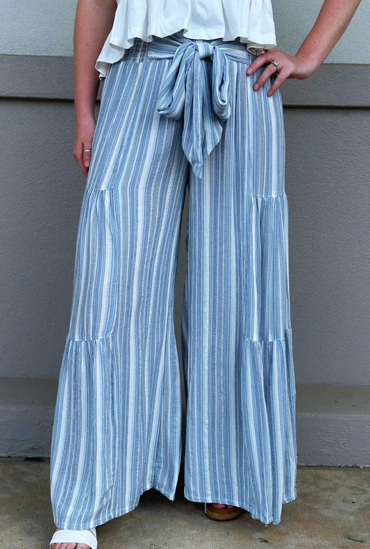 ANGIE STRIPED WIDE LEG PANTS