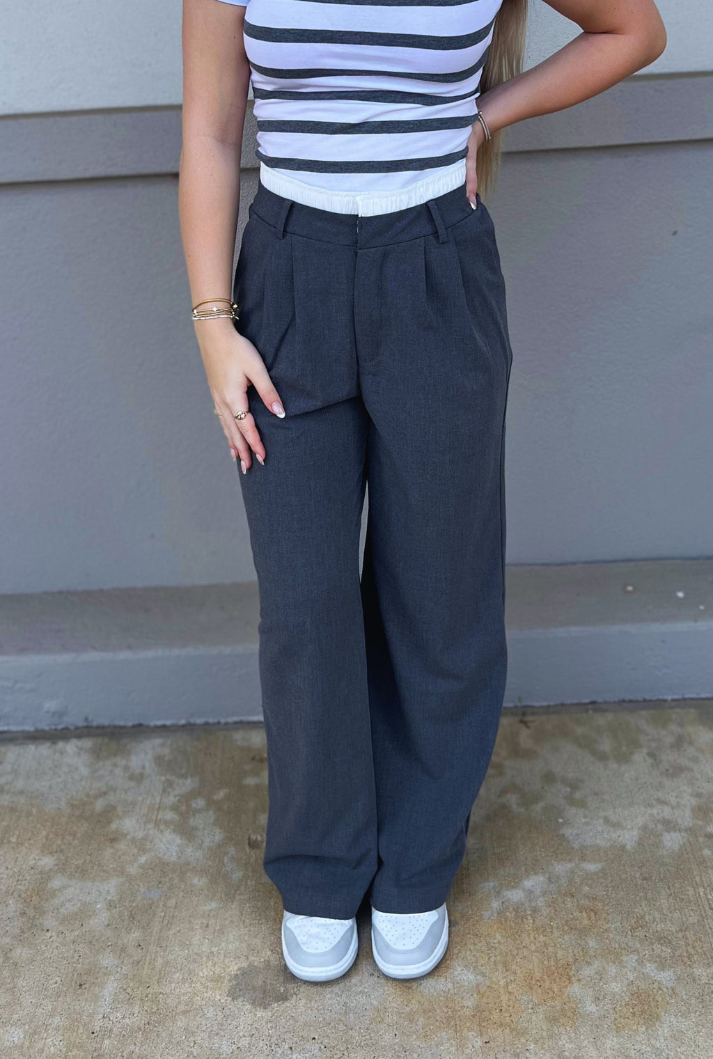 GREY BOXER STRAIGHT PANTS