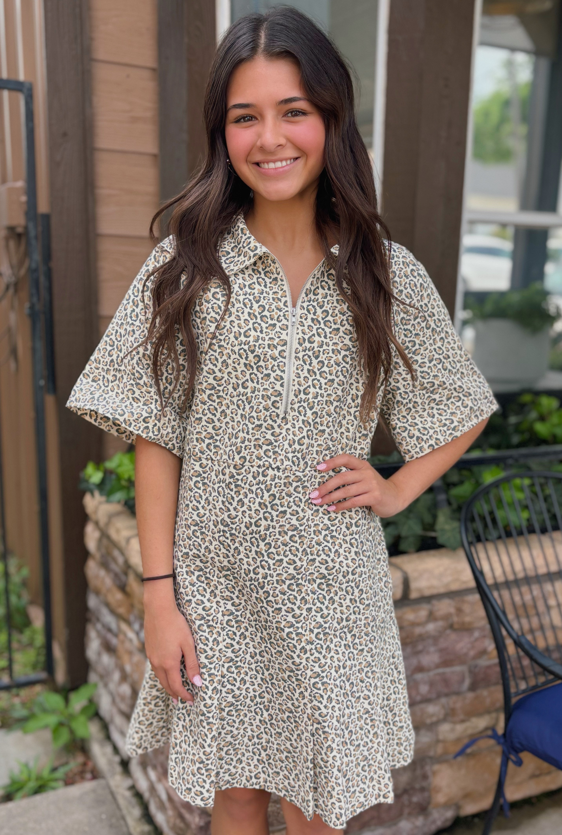 CHEETAH PRINT PLEATED DRESS