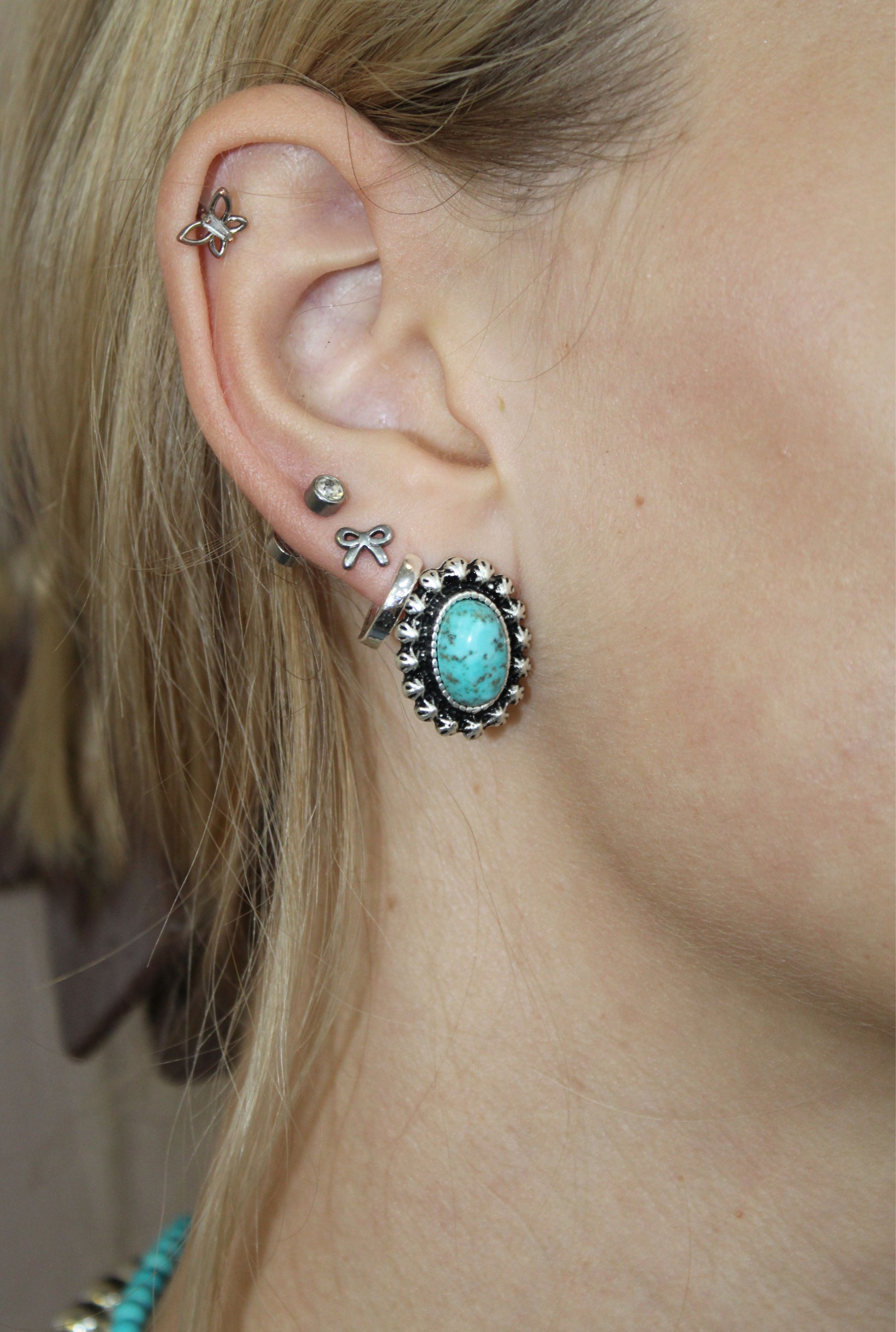 Oval Turquoise Stud Earrings