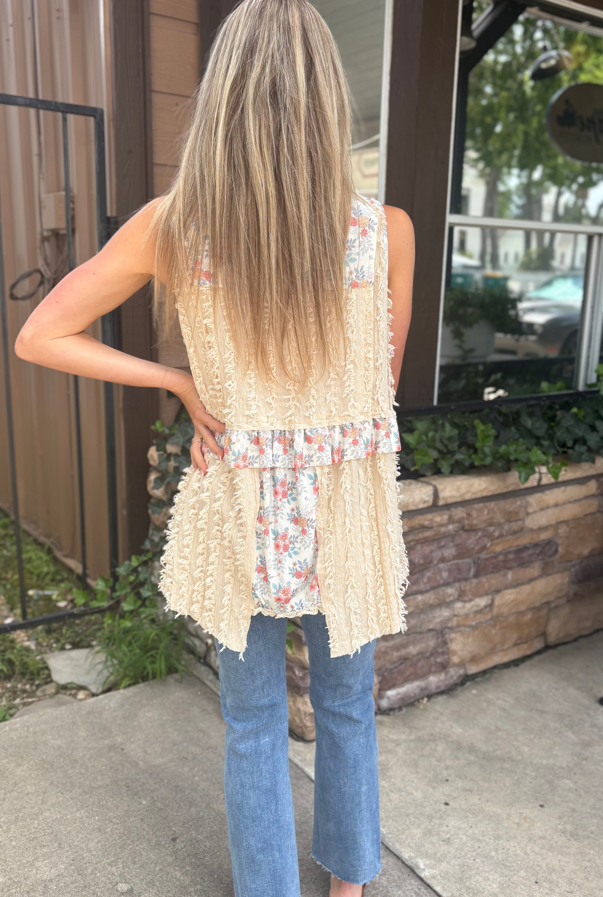 BOHO FLORAL RUFFLE TUNIC
