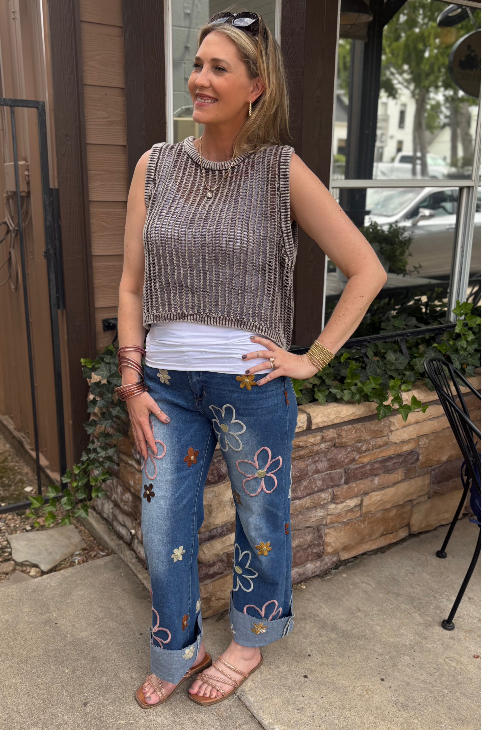 HAILEY EMBROIDERED DENIM PANTS