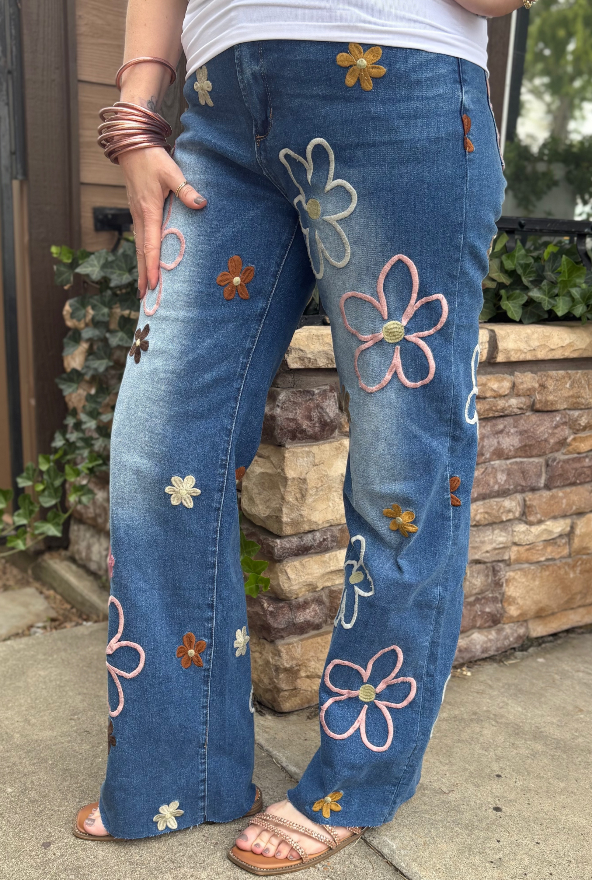 HAILEY EMBROIDERED DENIM PANTS