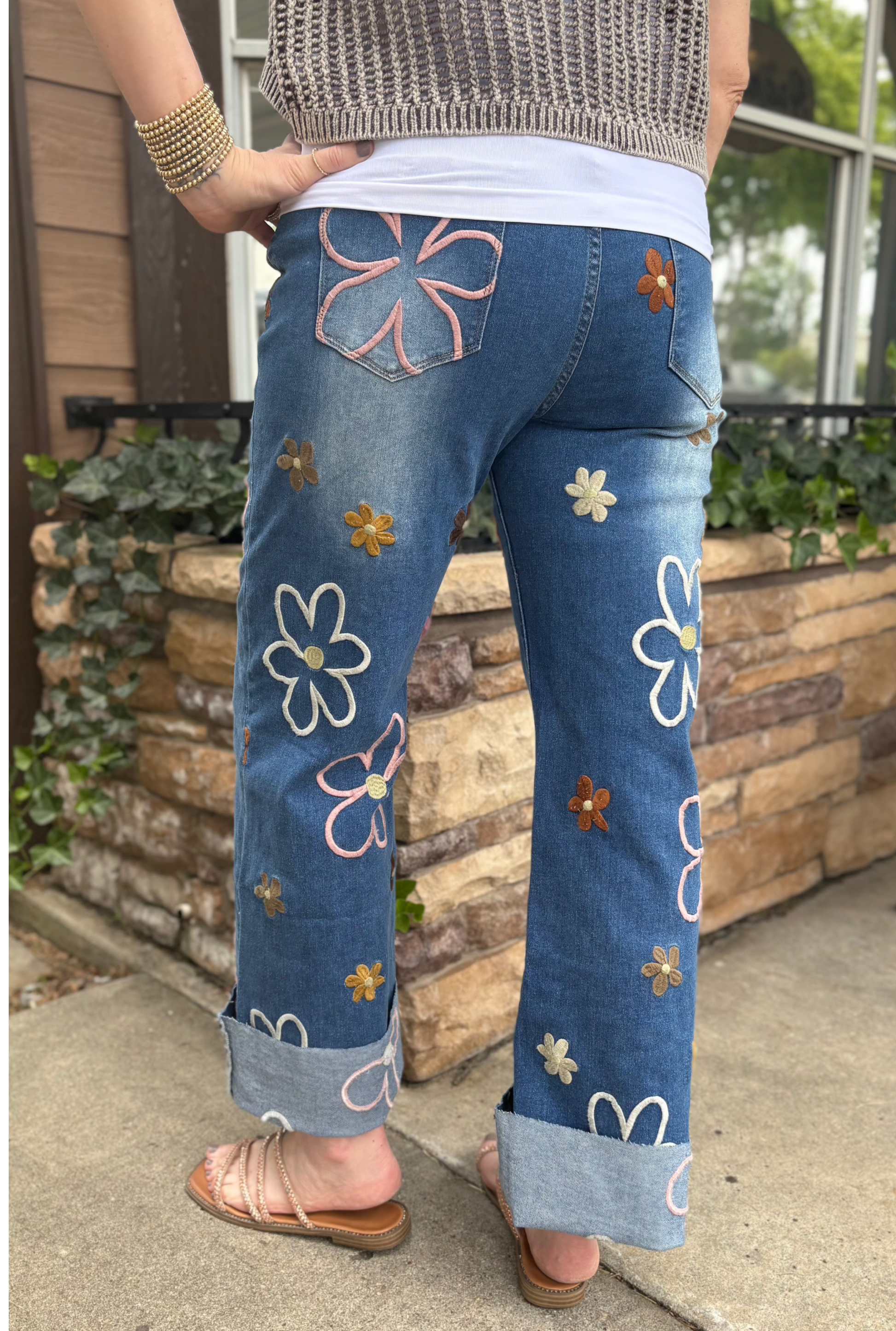 HAILEY EMBROIDERED DENIM PANTS