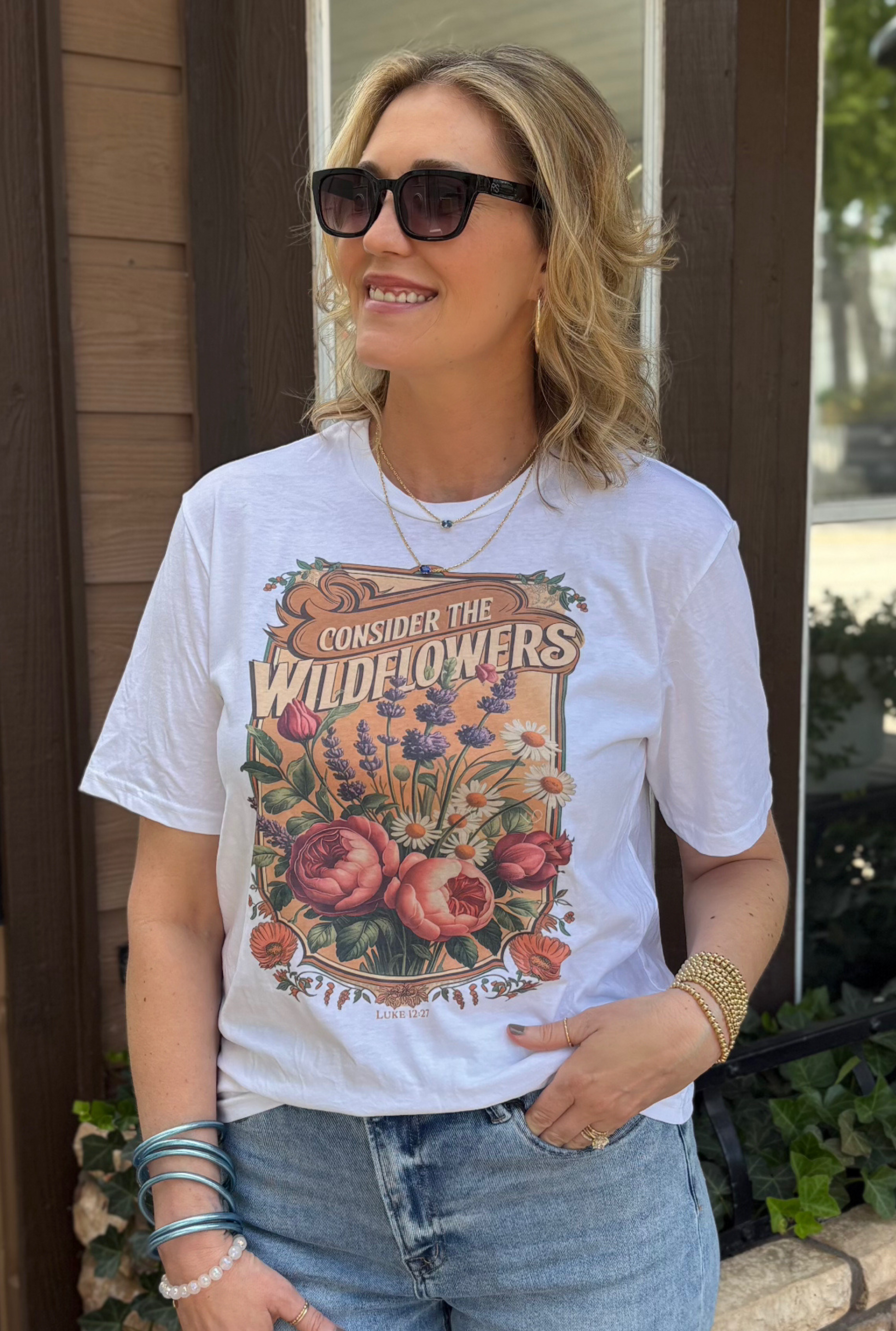 Faith Remember the Wildflowers Bible Verse Graphic Tee