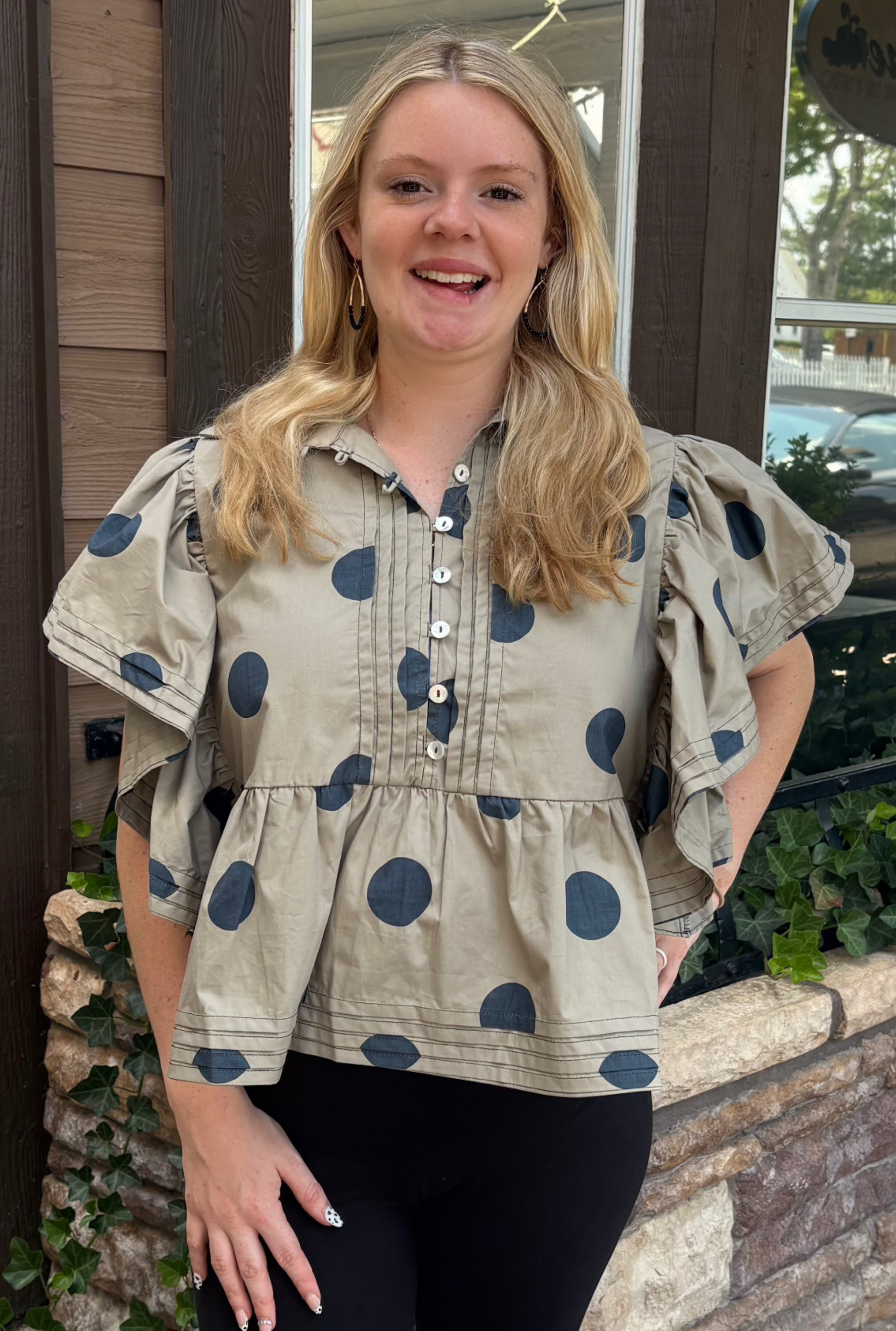TAUPE NAVY NITA TOP