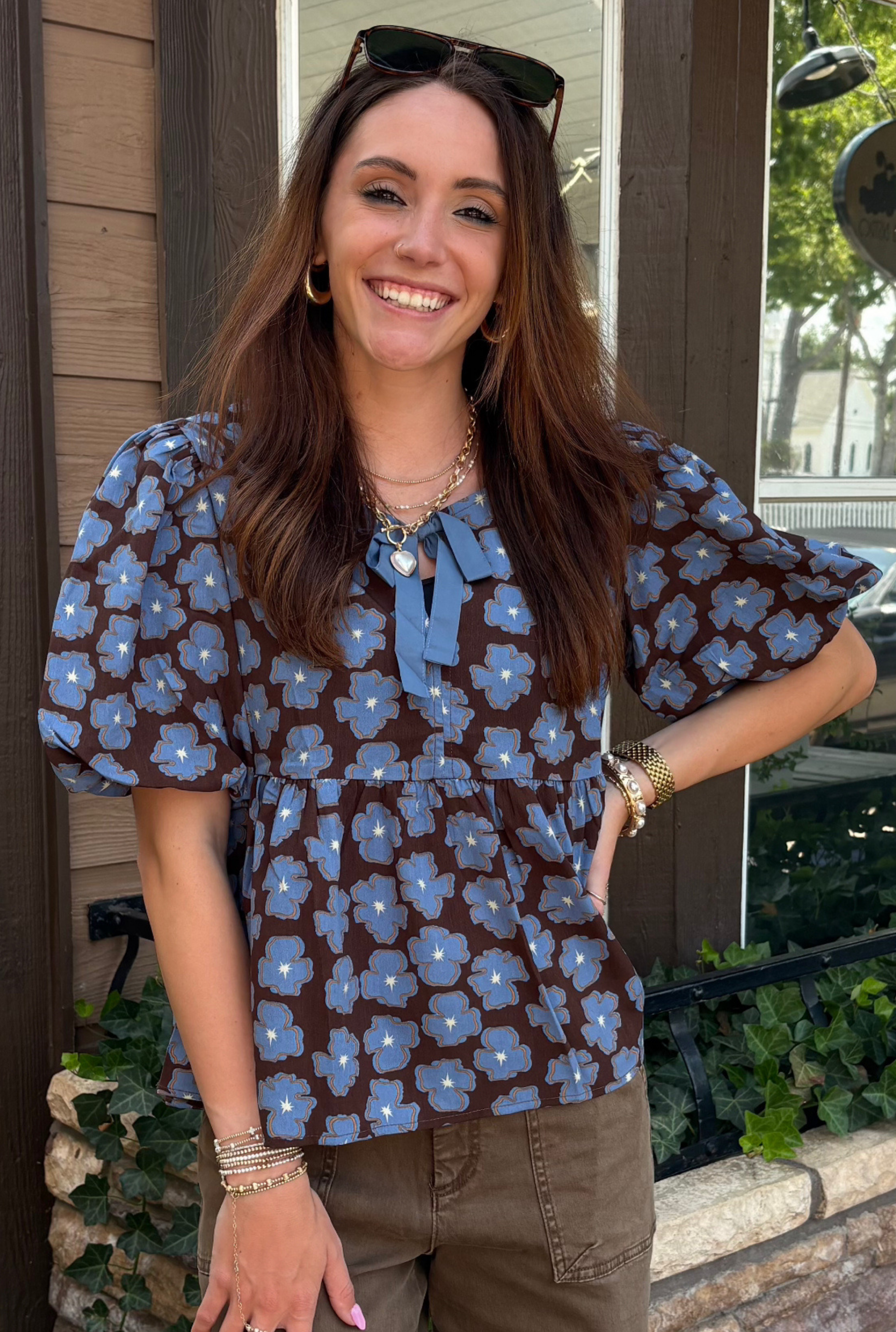 BROWN BABY DOLL TOP