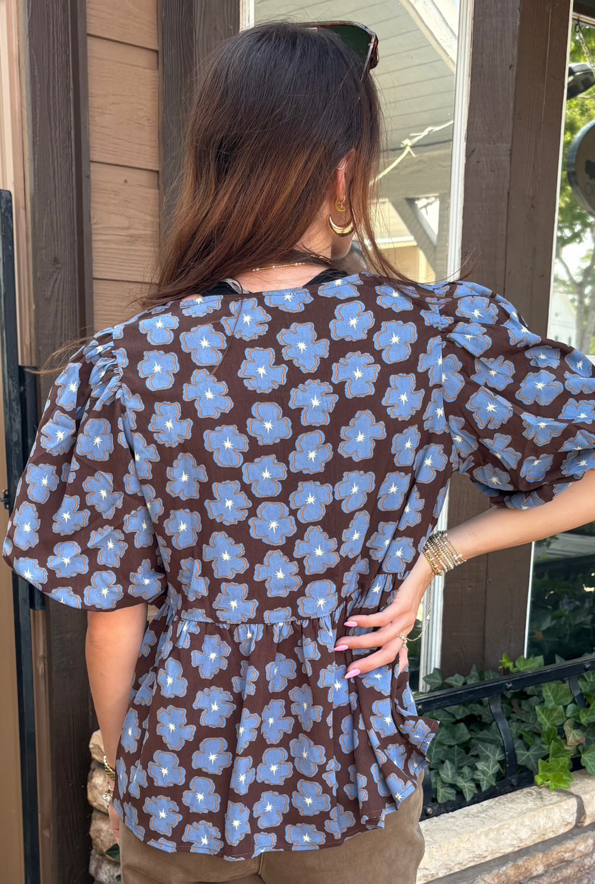 BROWN BABY DOLL TOP