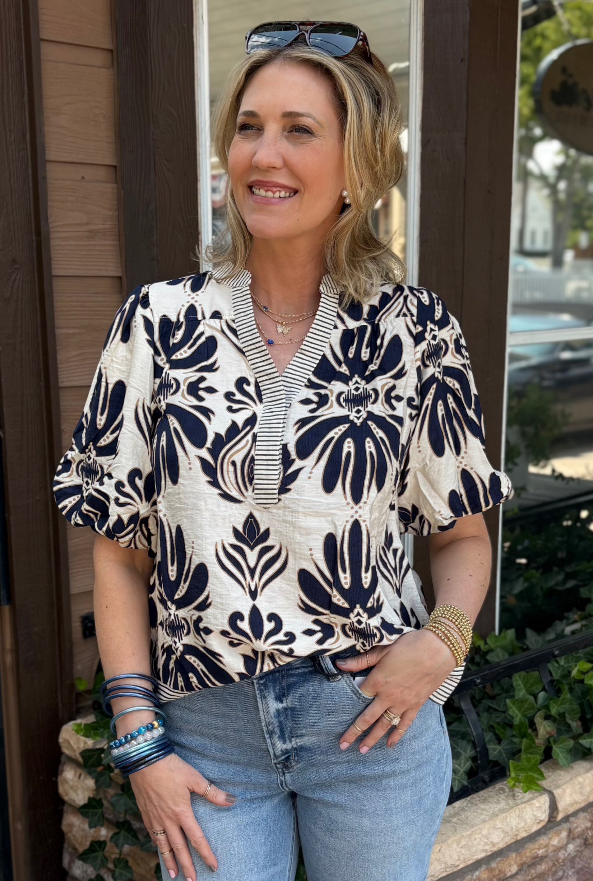 NAVY JENNA TOP