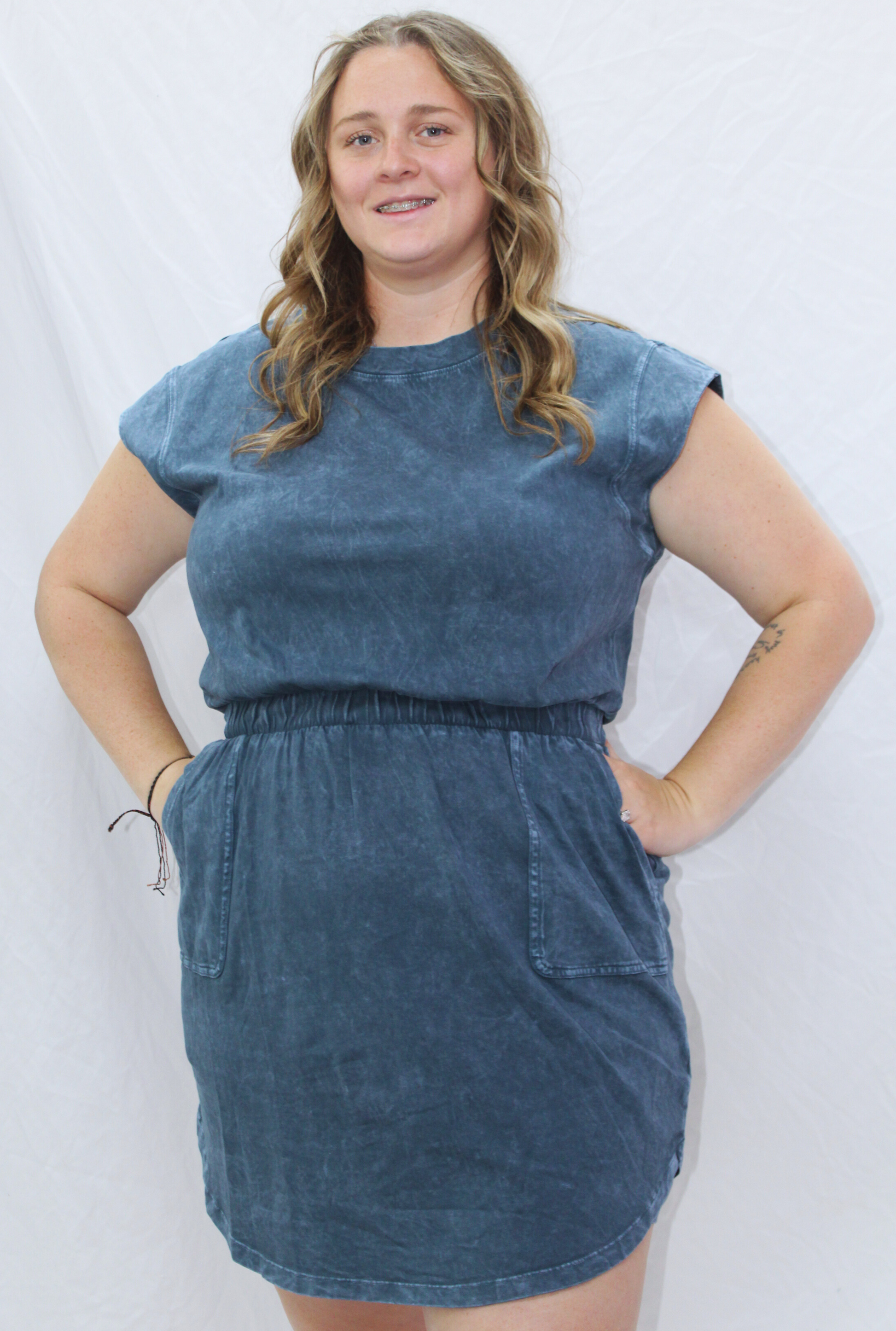 CURVY BLUE BREEZY DRESS