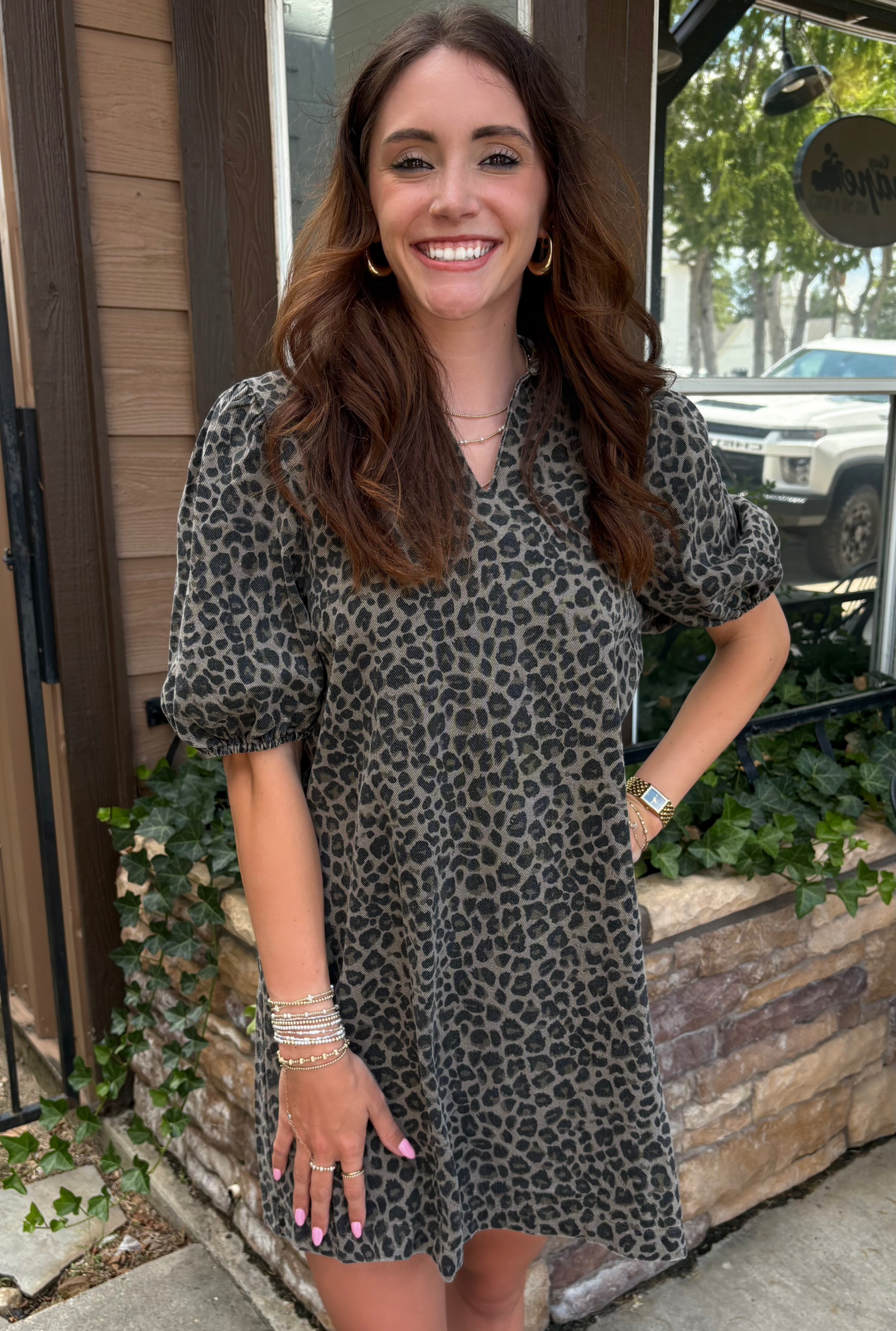 CHARCOAL LEOPARD JANE DRESS