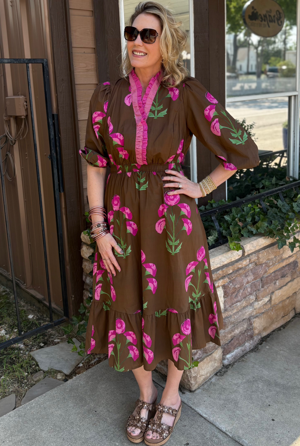 BROWN WILDFLOWER DRESS