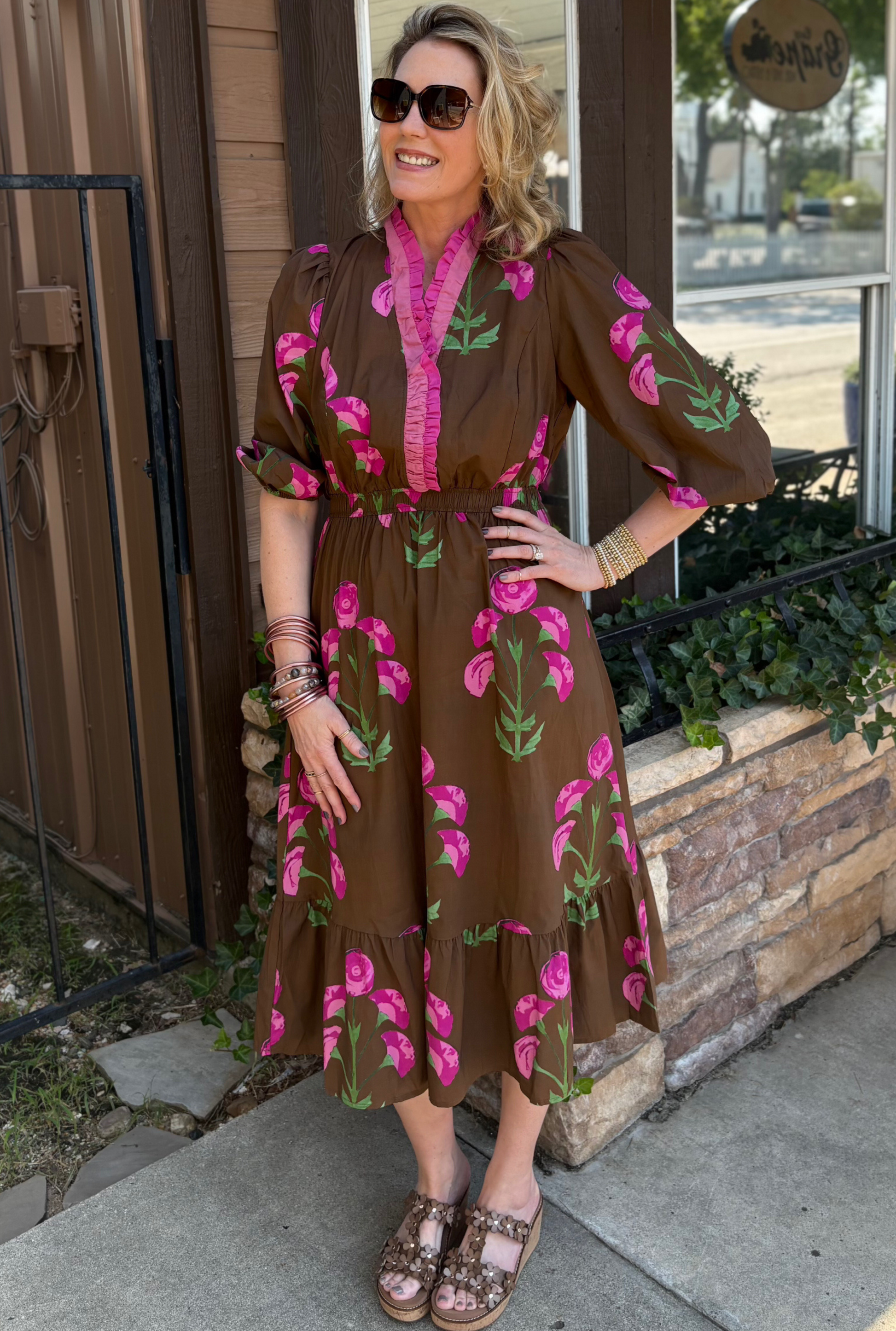 BROWN WILDFLOWER DRESS