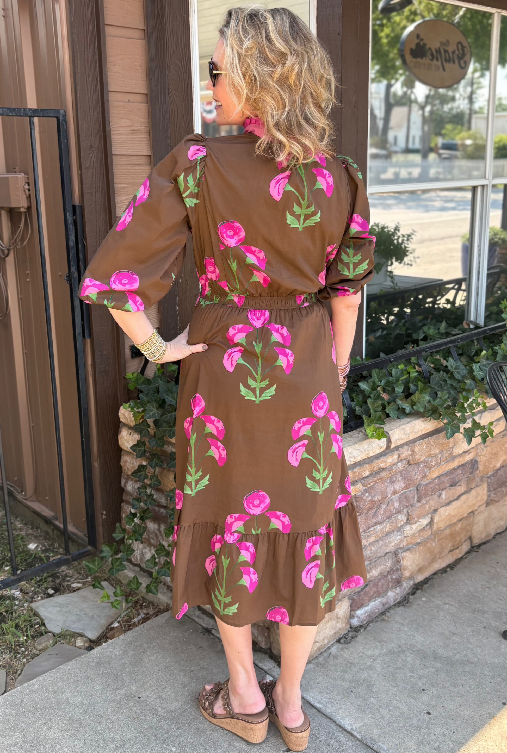 BROWN WILDFLOWER DRESS