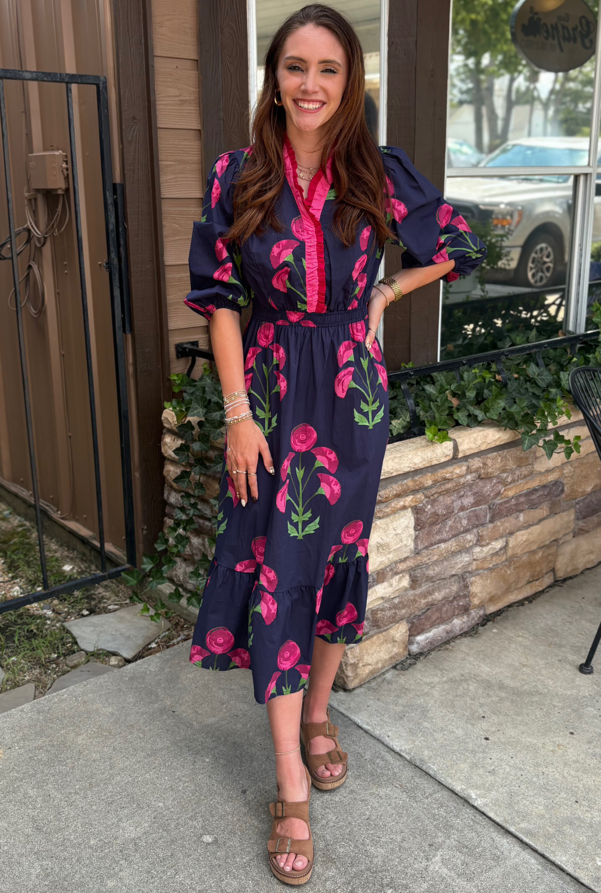 NAVY WILDFLOWER DRESS