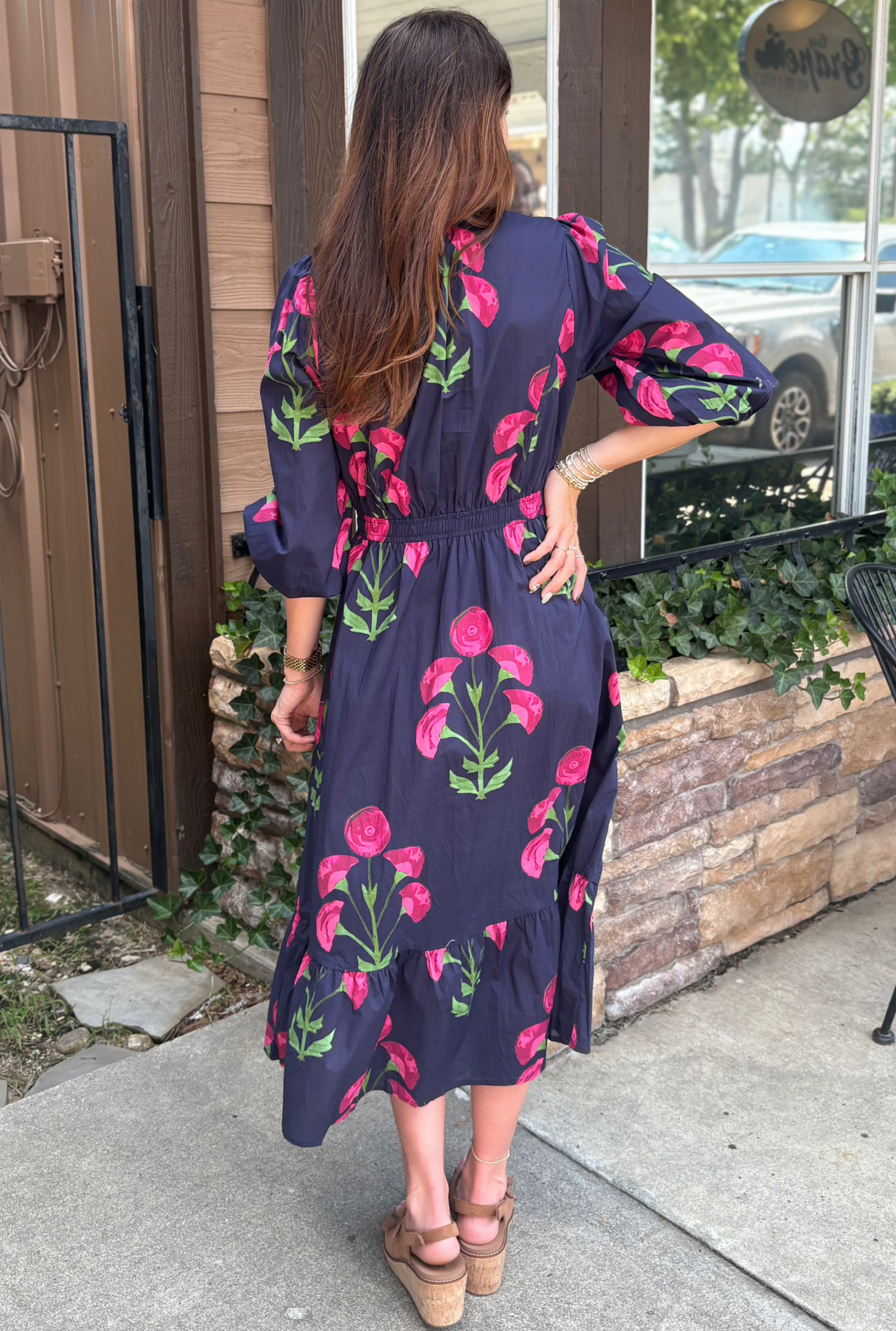 NAVY WILDFLOWER DRESS