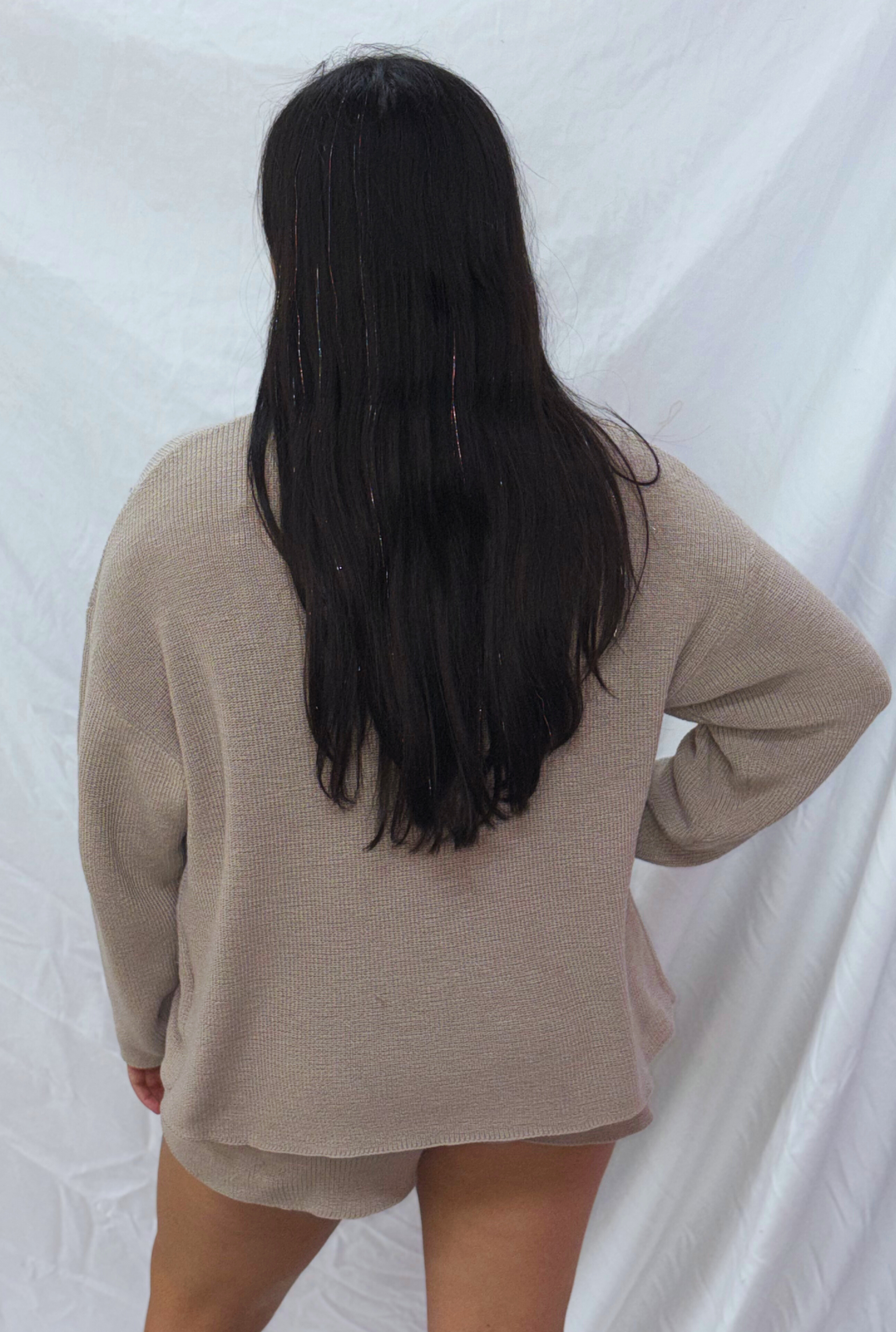ASH MOCHA SWEATER & SWEATER SHORTS SET