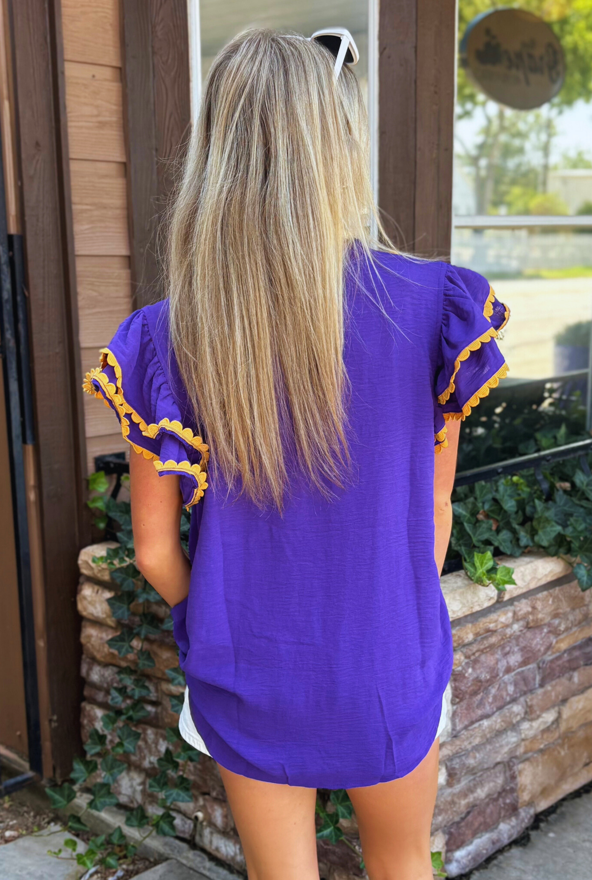 PURPLE RUFFLE TOP