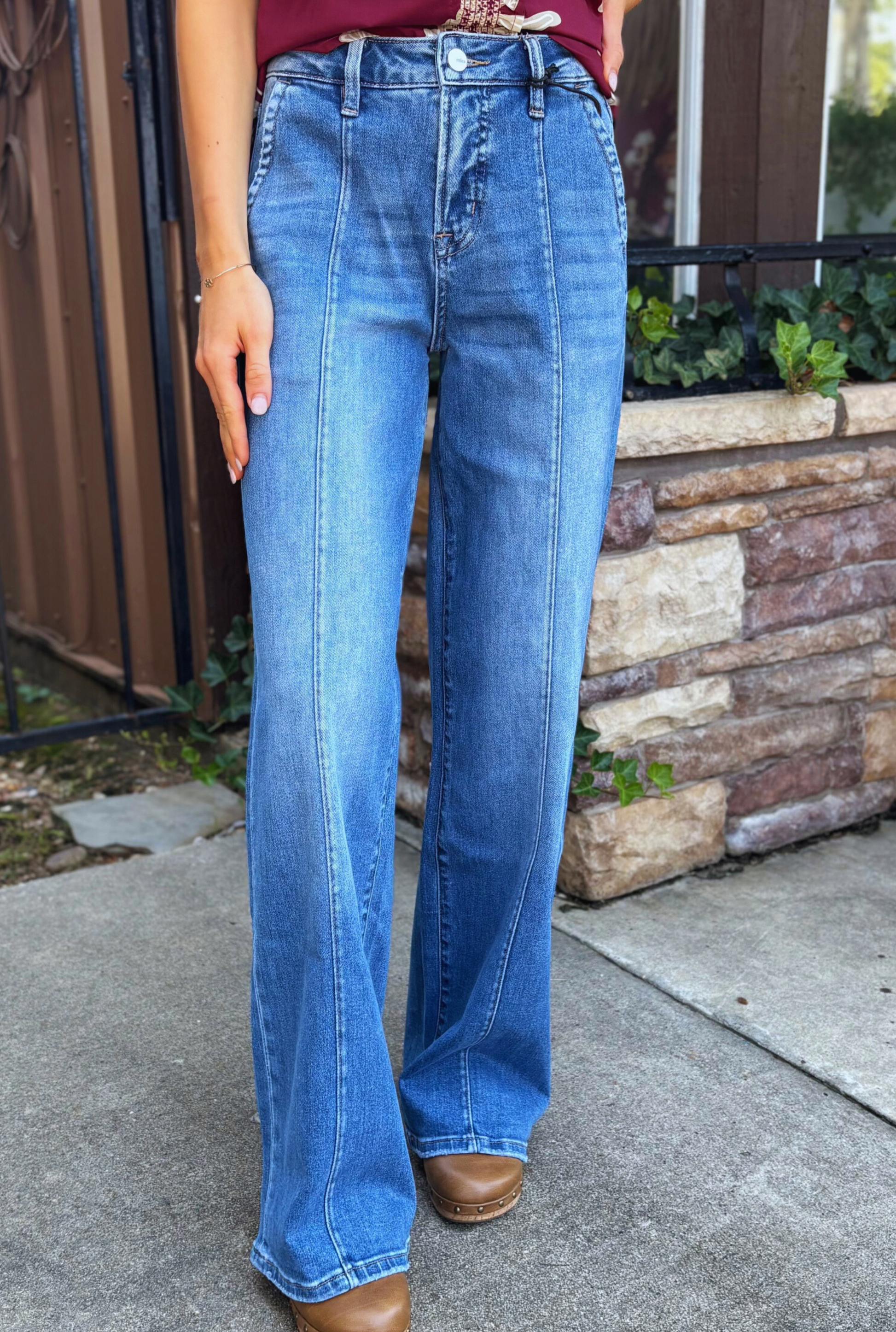 ADMIRAL BLUE HIGH RISE WIDE LEG JEANS