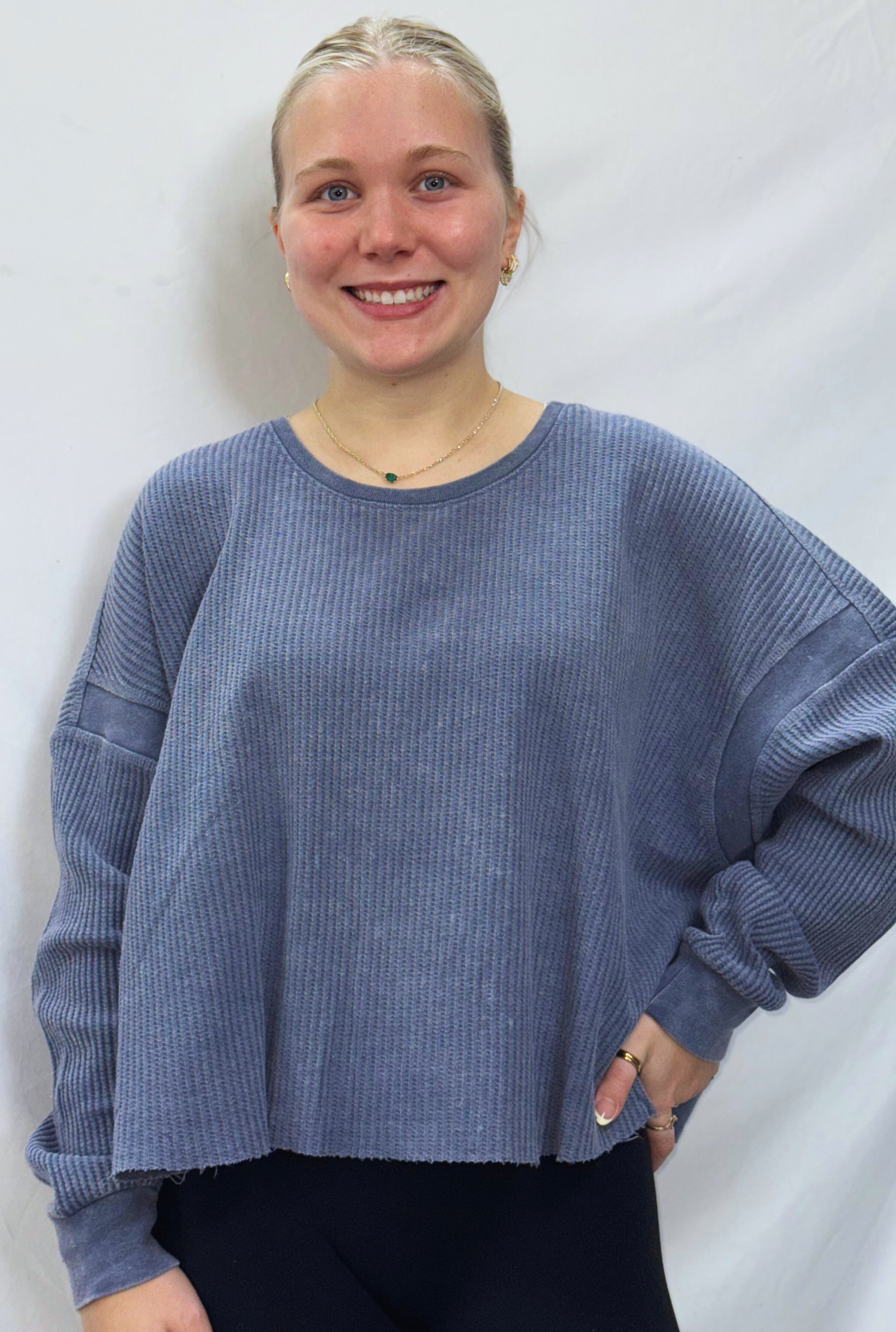 NAVY TWIST SWEATER