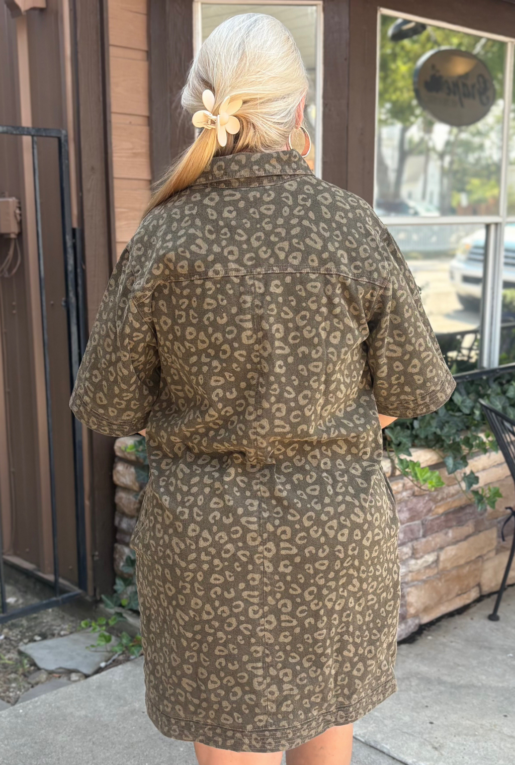 CURVY OLIVE LEOPARD DRESS