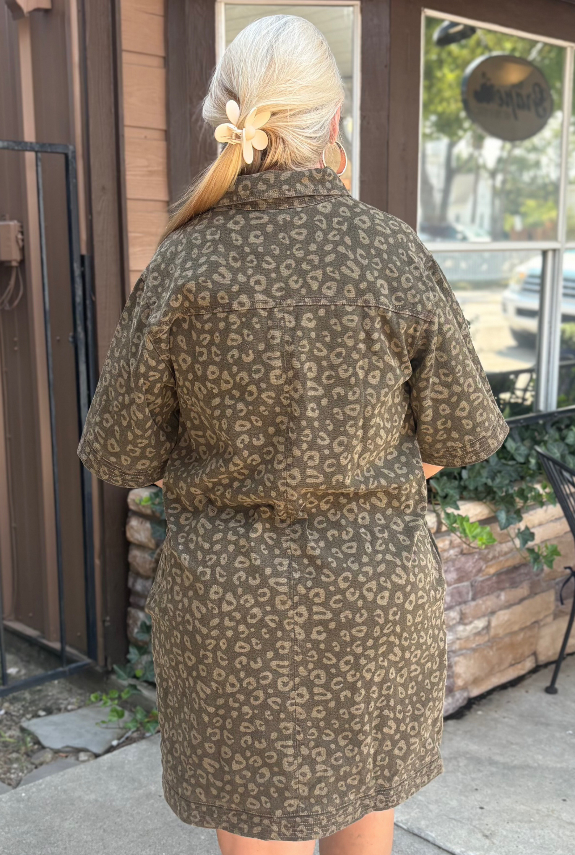 CURVY OLIVE LEOPARD DRESS