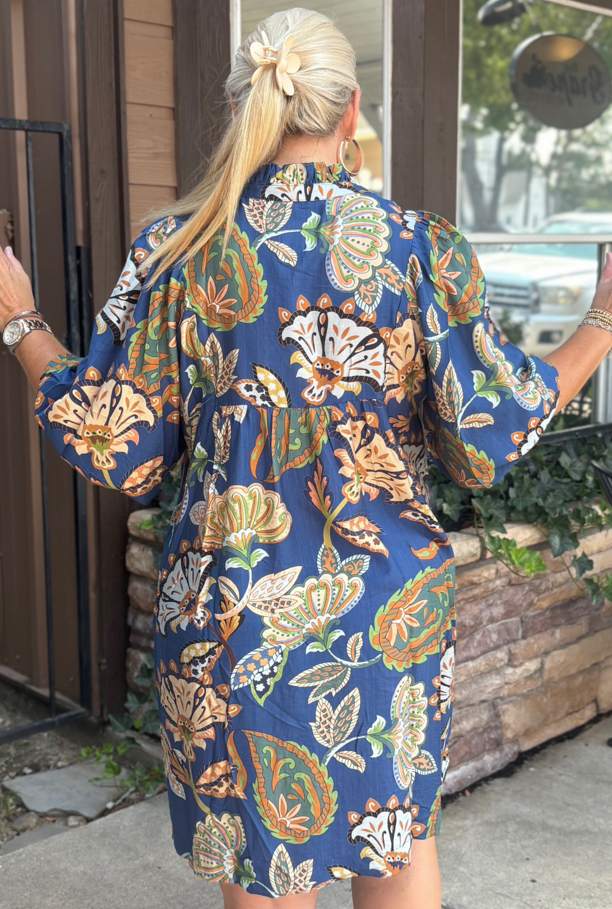CURVY NAVY ABSTRACT DRESS
