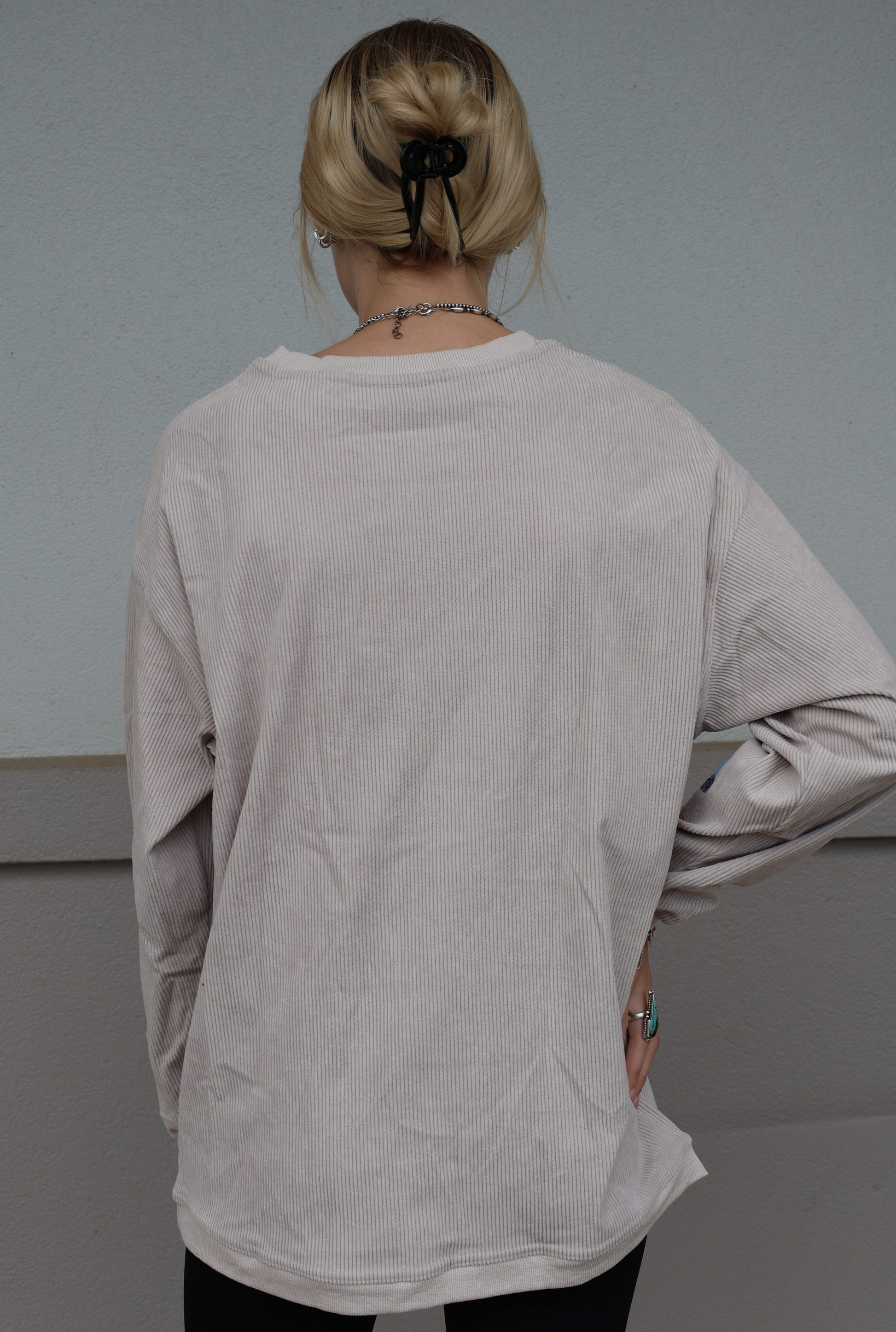 Sequin Turkey Patch Thanksgiving Corduroy Sweatshirt