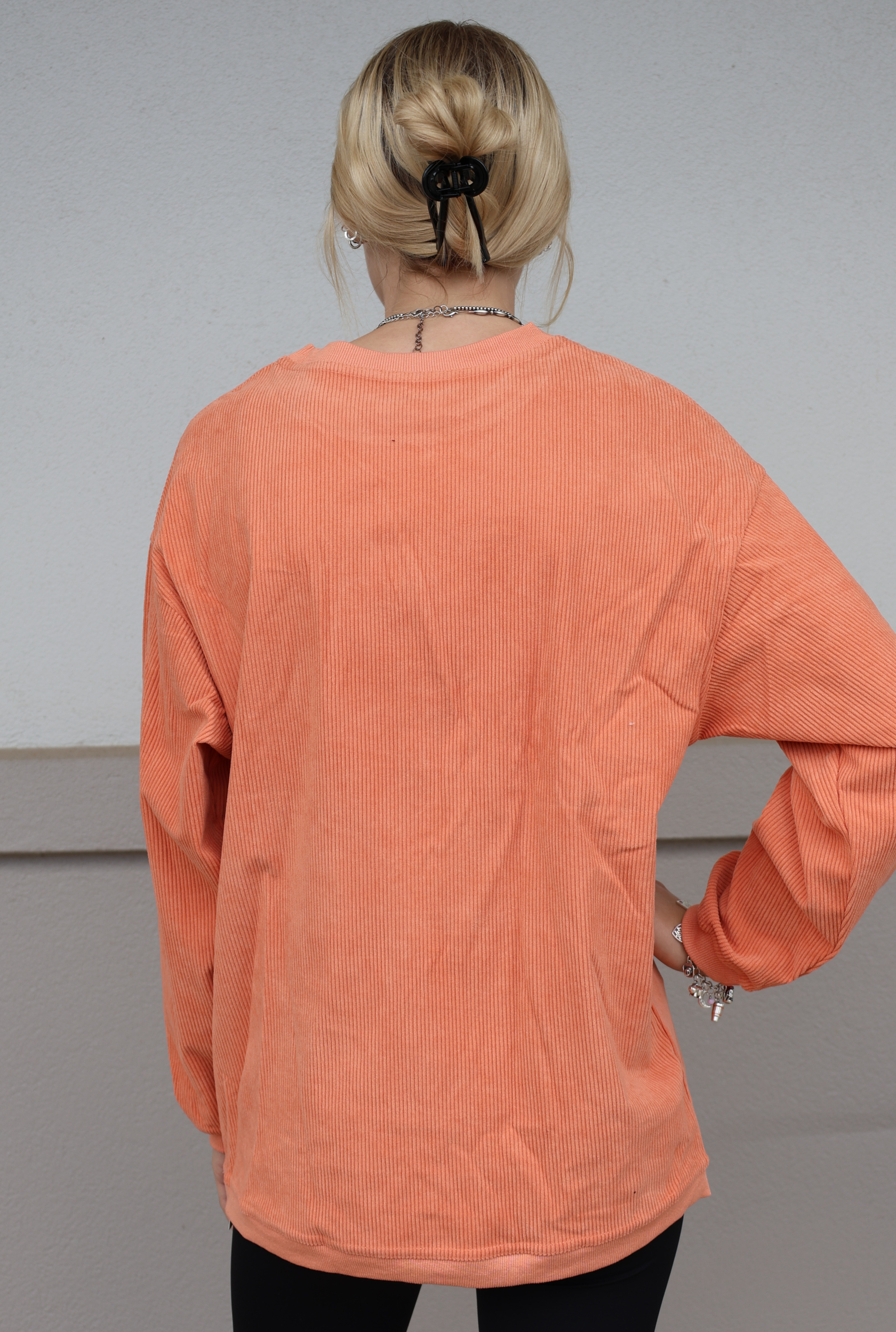 Sequined Pumpkin Halloween Corduroy Sweatshirt
