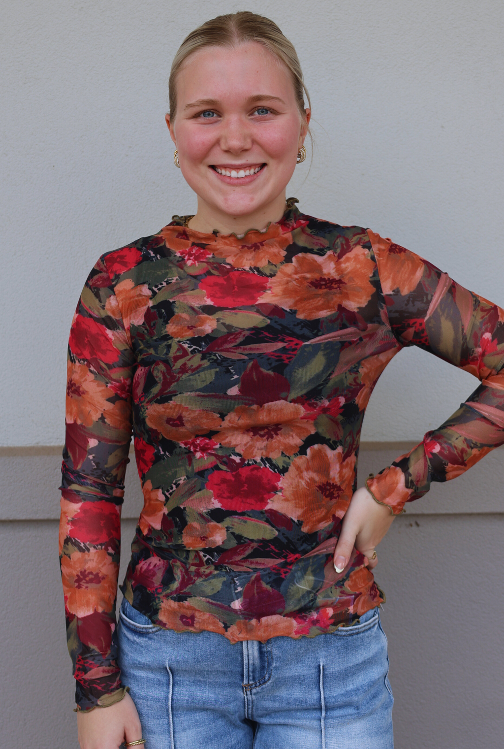 FLORAL MESH TOP