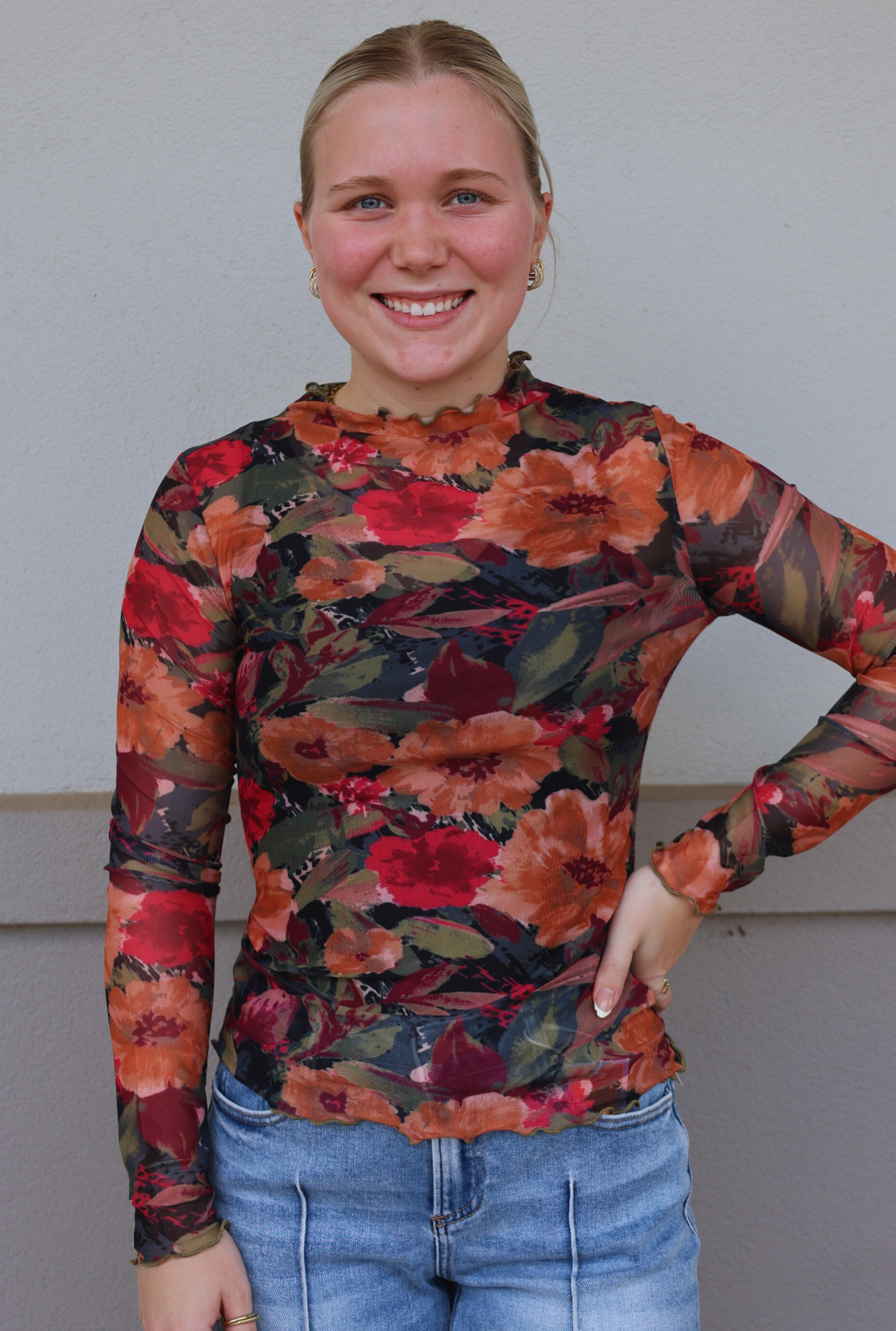 FLORAL MESH TOP