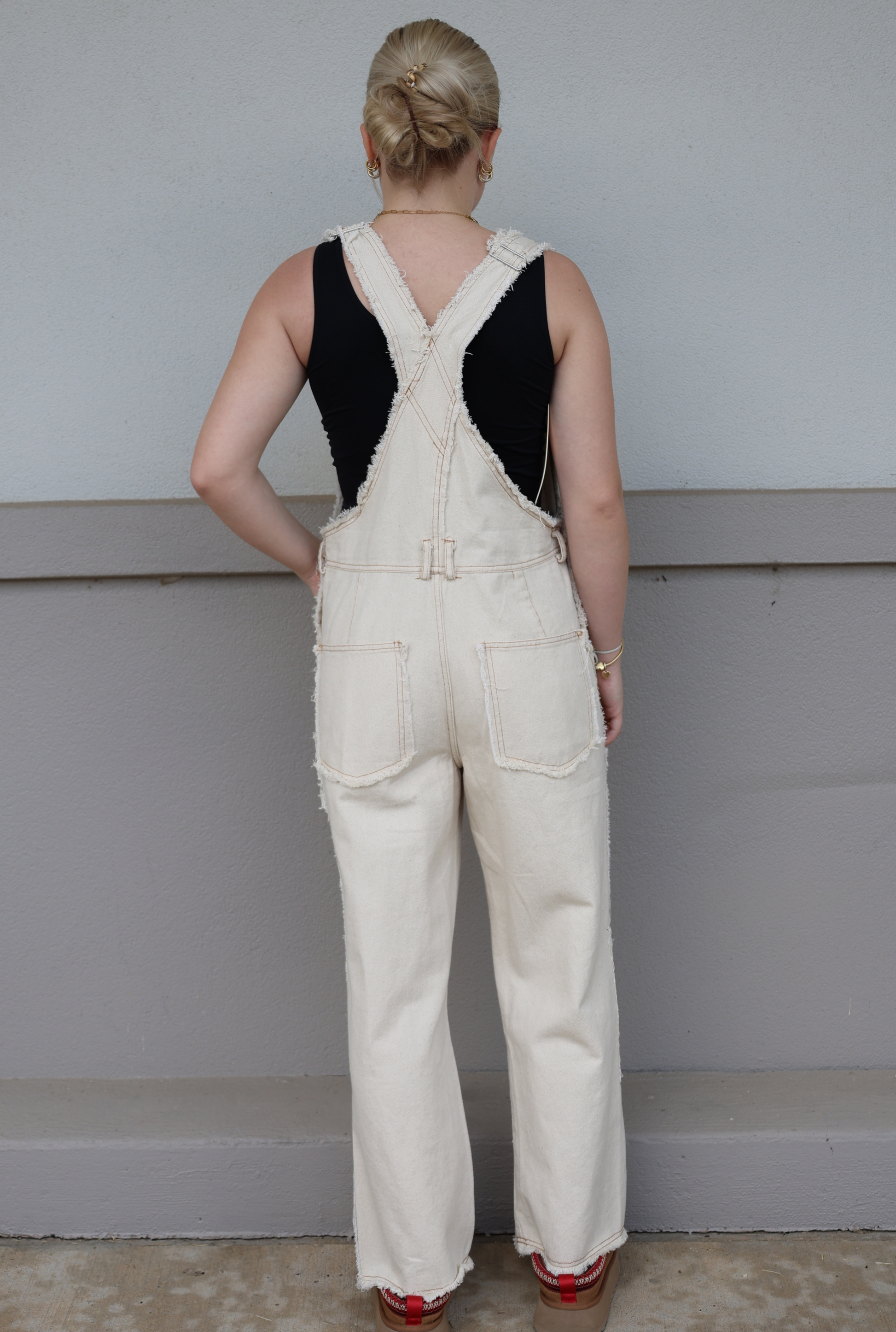 WASHED DENIM CROCHET PATCHWORK OVERALL