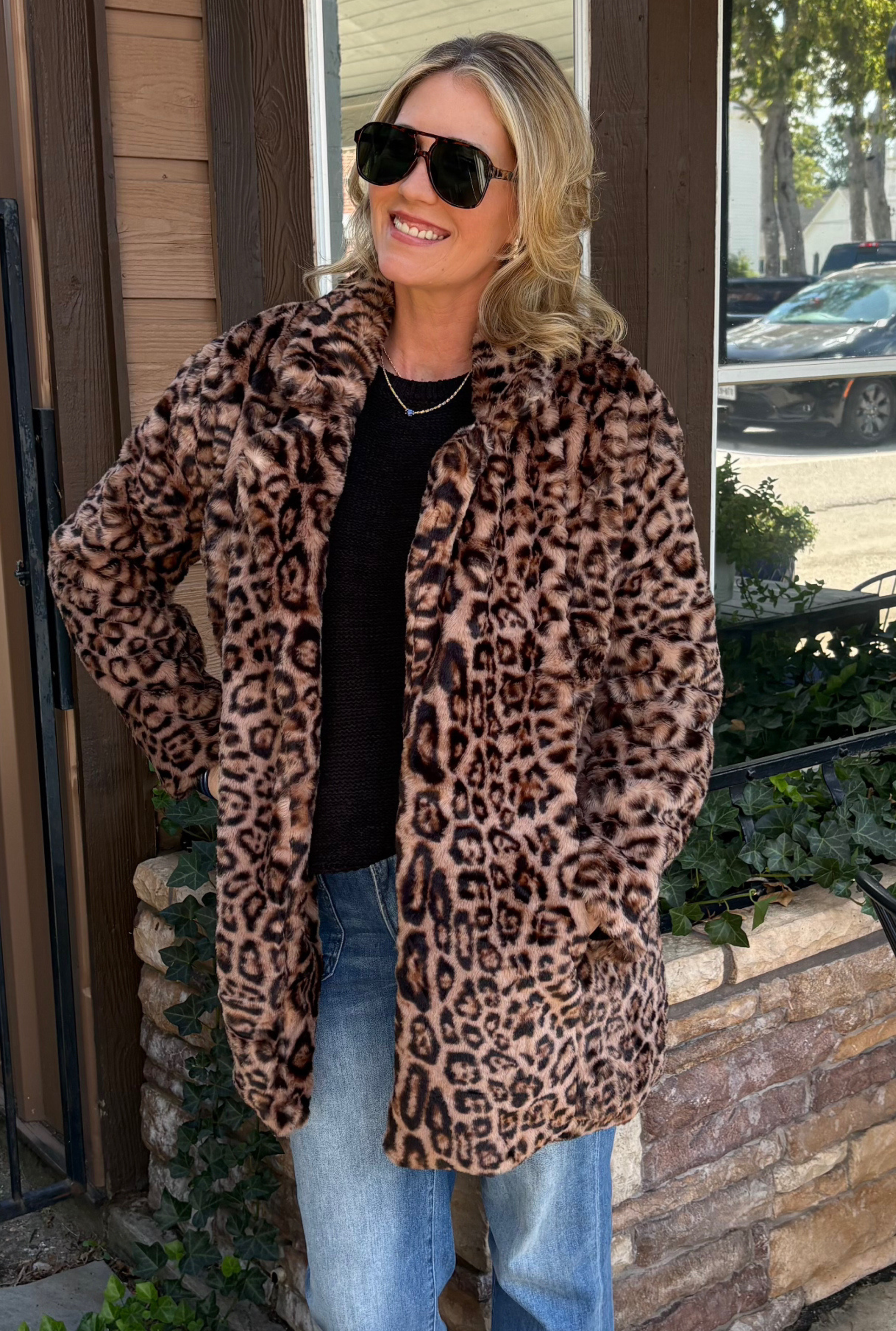 ANIMAL PRINT FUR JACKET