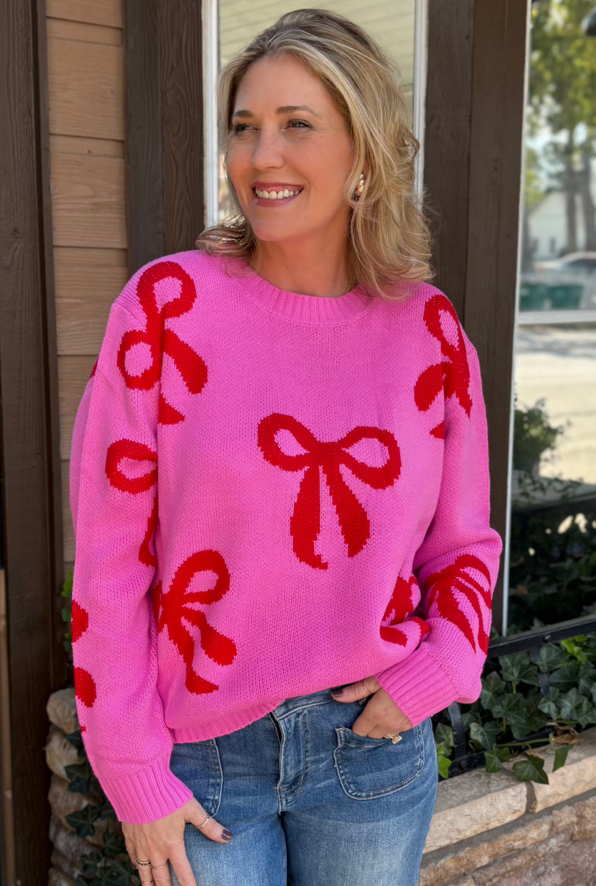 Pink & Red Bow Sweater