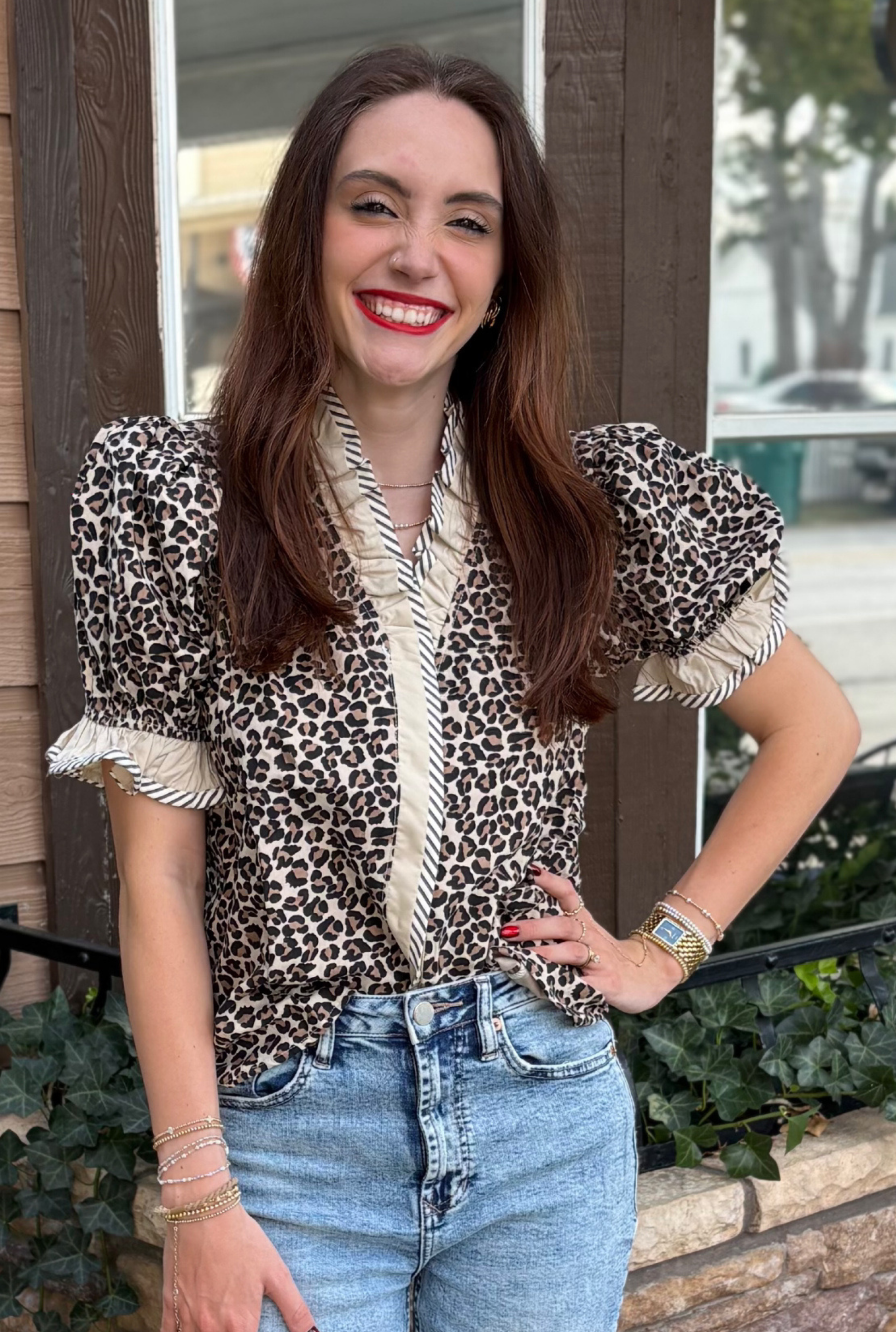 TAUPE LEOPARD LILY TOP
