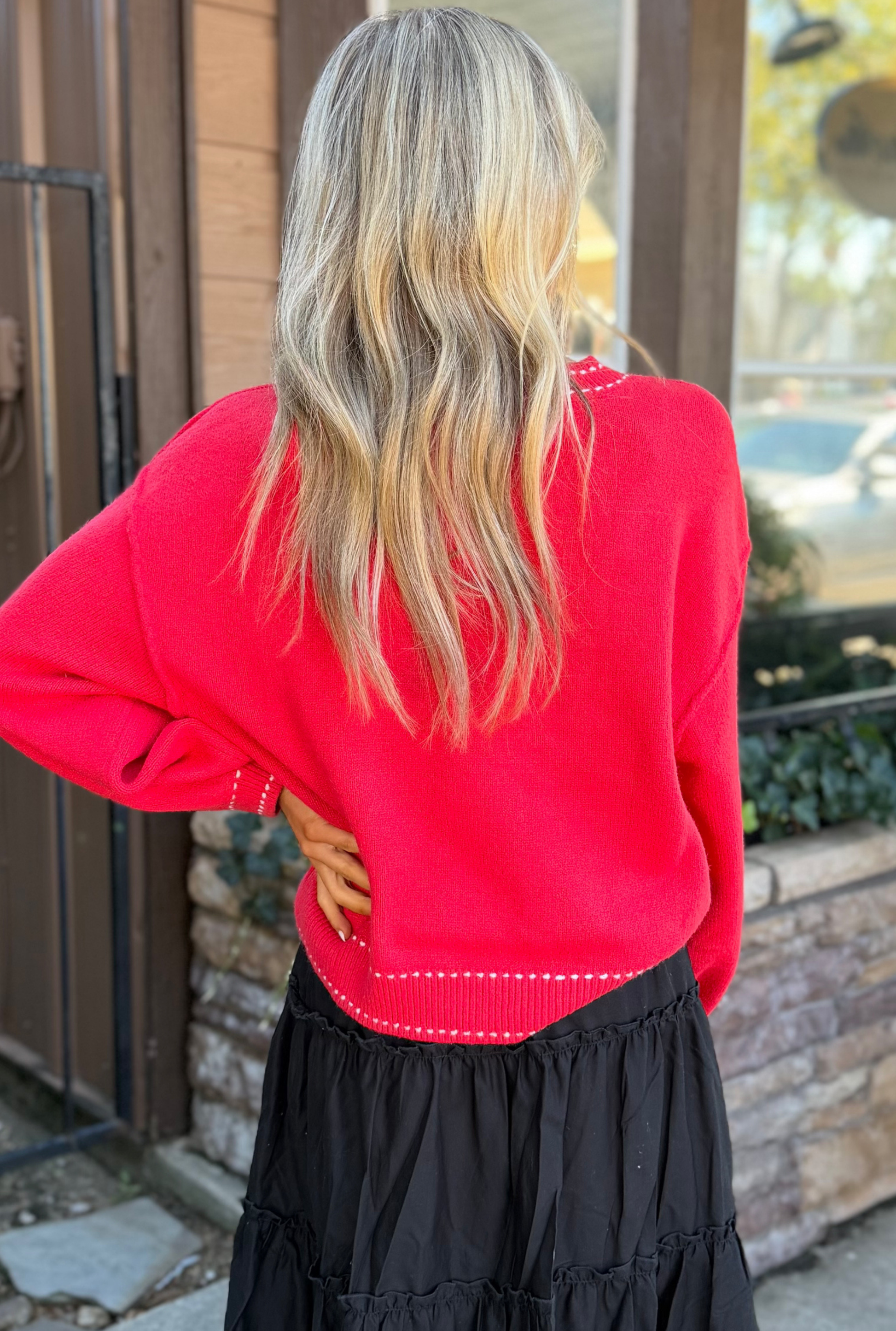 RED ENTRO SWEATER