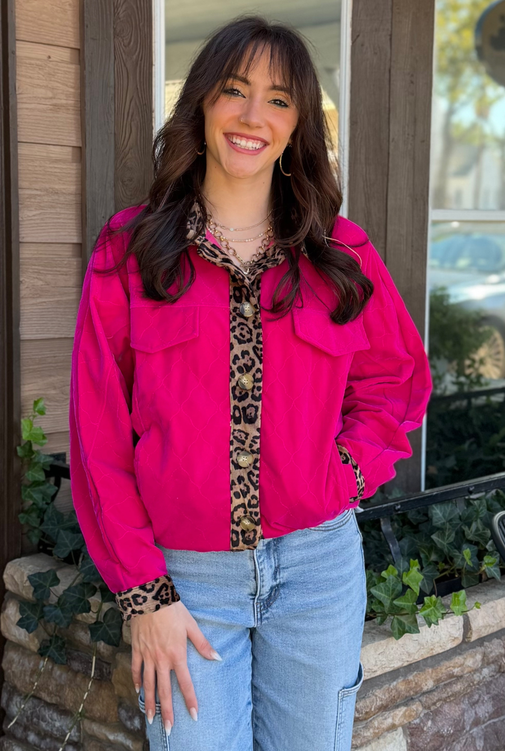 PINK CHEETAH VELVET JACKET